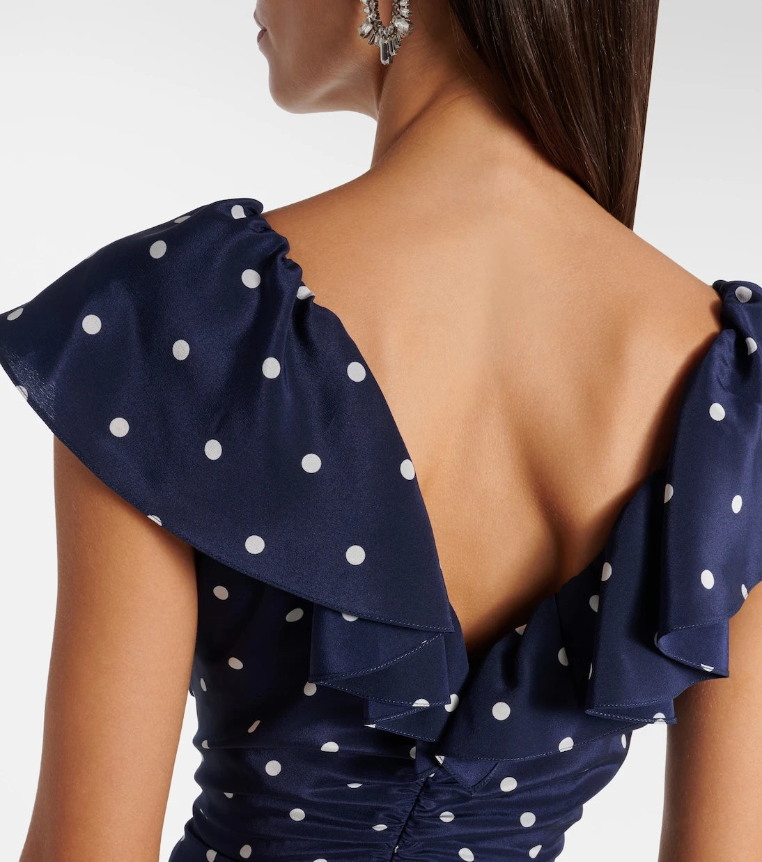 Alessandra Rich - Polka-dot ruffled silk midi dress