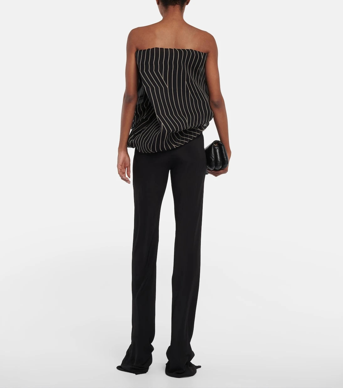 Rick Owens - Striped strapless silk top