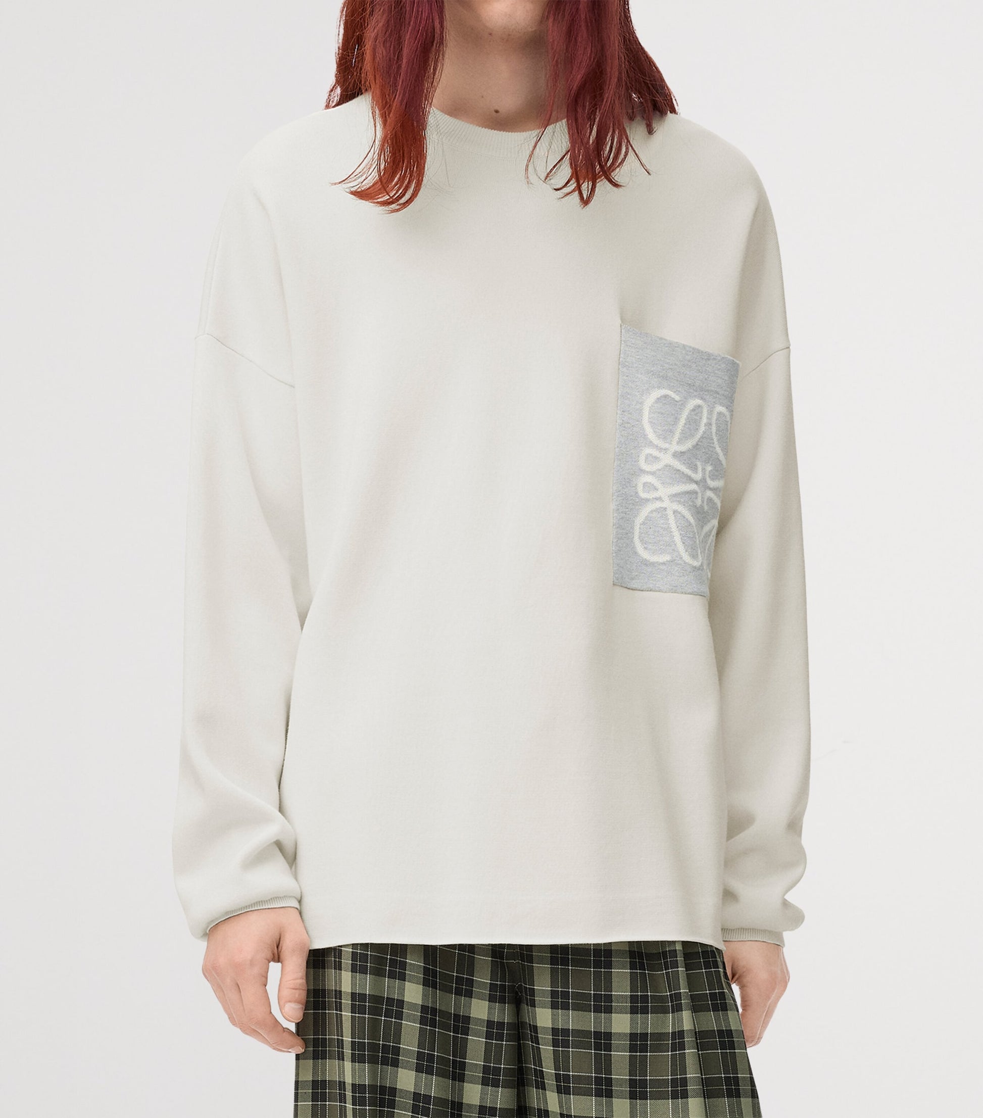 Beige Cotton-Blend Anagram Sweater