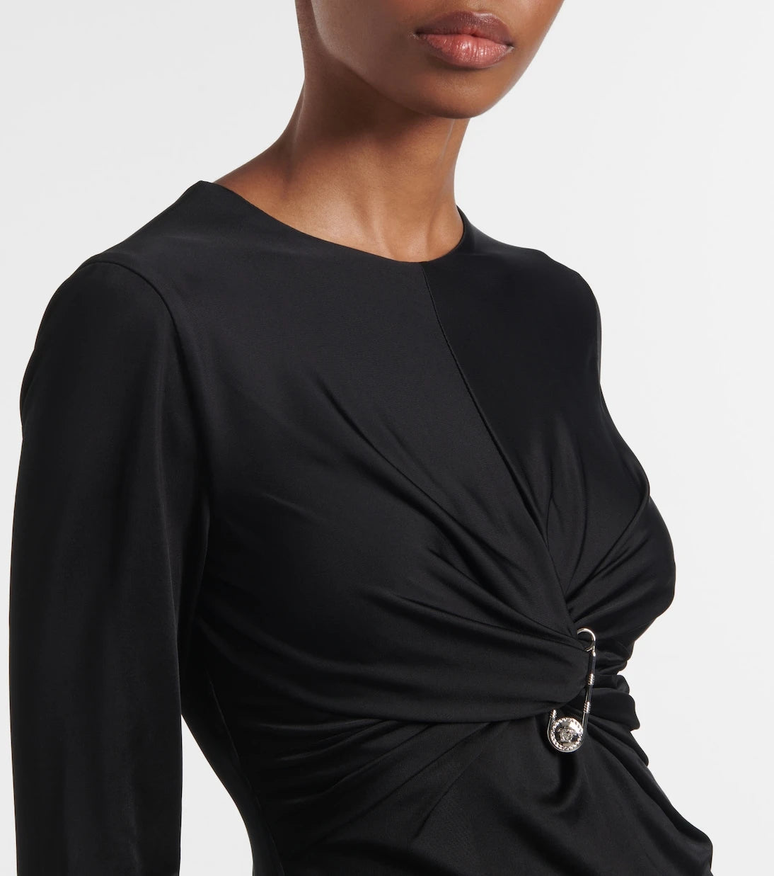 Versace - Safety Pin gathered jersey midi dress