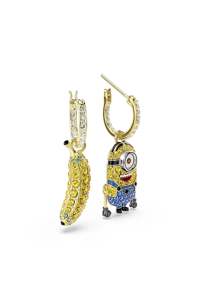 Swarovski kadın altın kaplama kristalli MINIONS küpeler