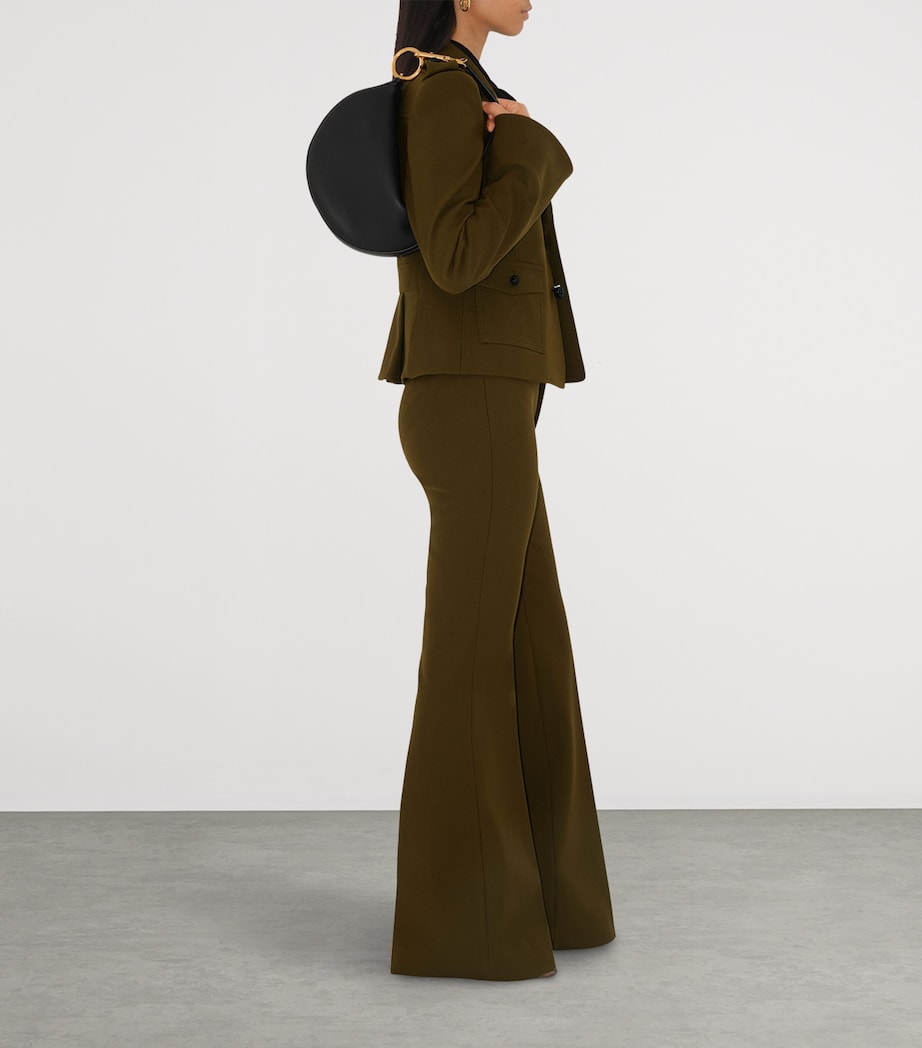 Black Leather Knight Arc Shoulder Bag