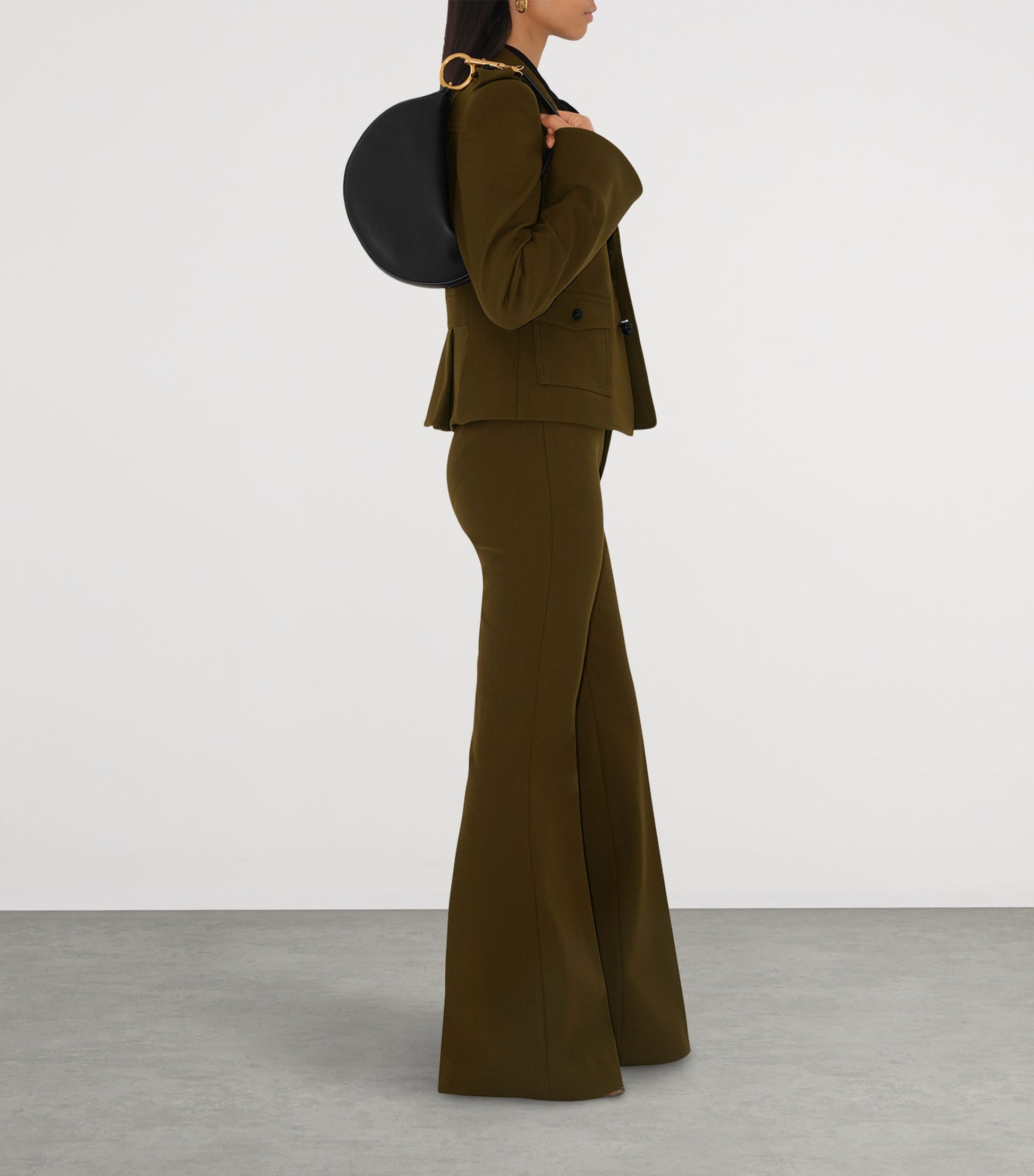 Black Leather Knight Arc Shoulder Bag