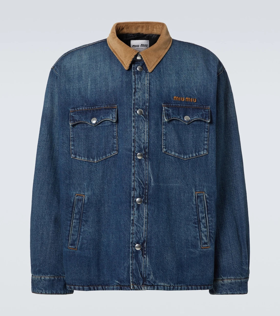 Miu Miu - Corduroy-trimmed denim down jacket