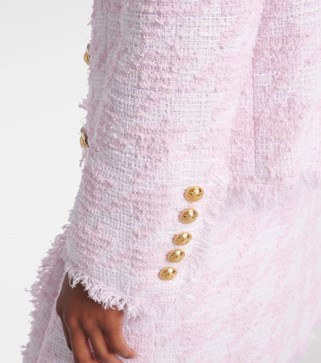 Balmain - Houndstooth cotton-blend tweed jacket