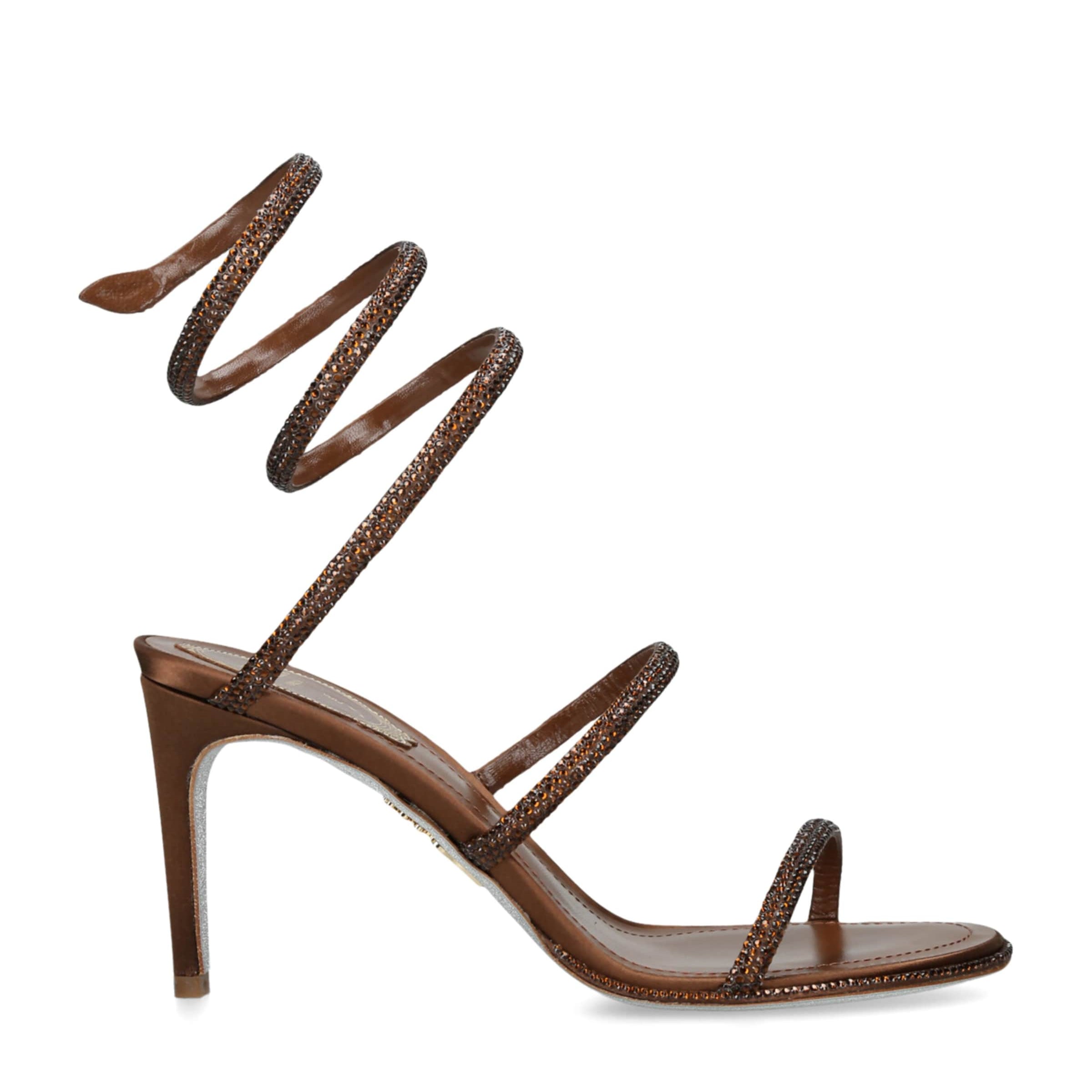 Brown Satin Embellished Cleo Sandals 80