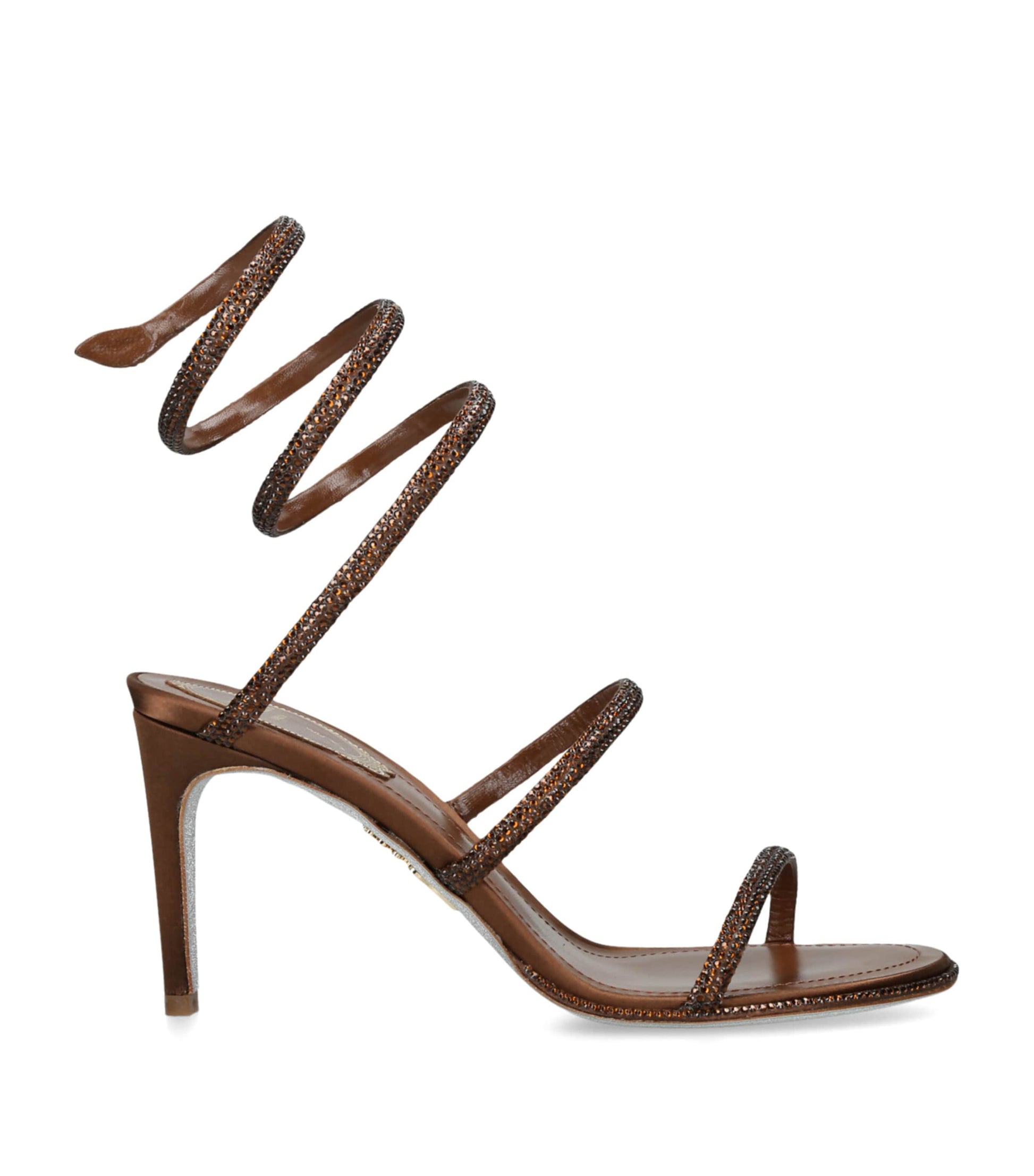 Brown Satin Embellished Cleo Sandals 80