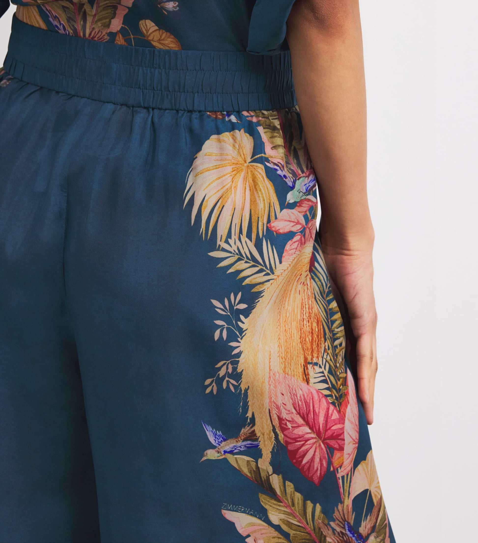Navy Silk Printed Ascension Trousers