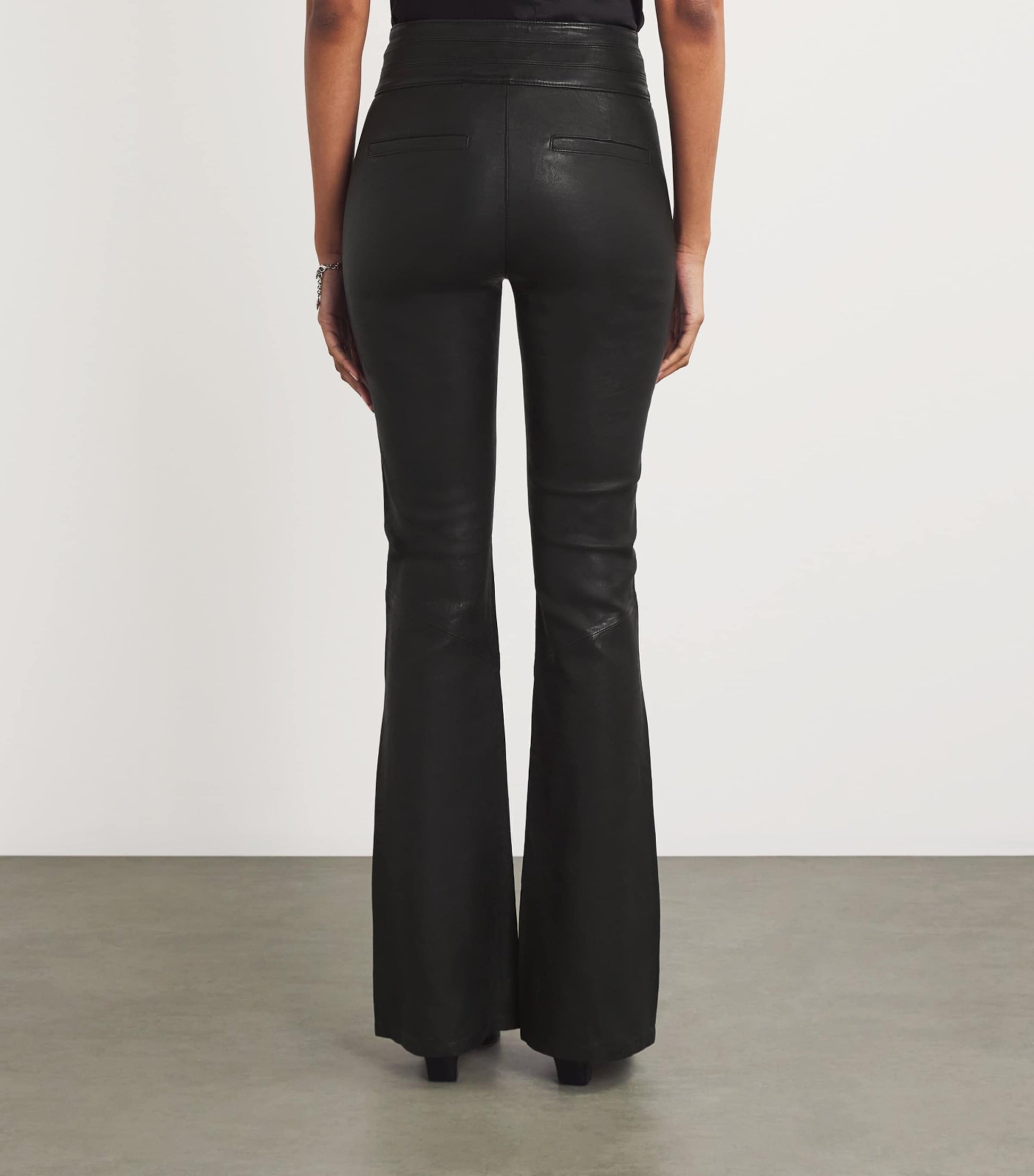 Black Leather Lou Lou Flared Trousers
