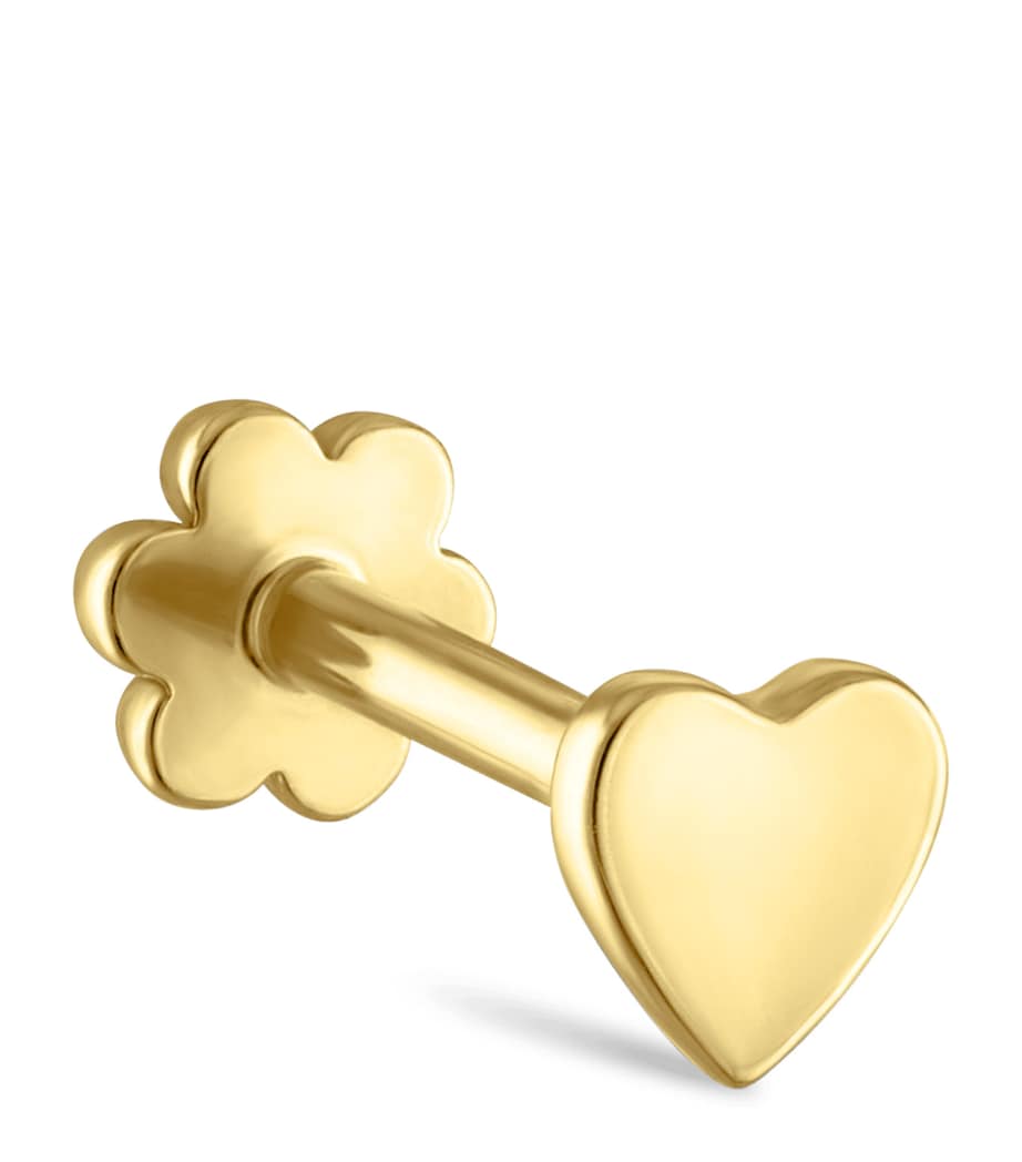 Yellow Gold Heart Threaded Stud Earring (3mm)