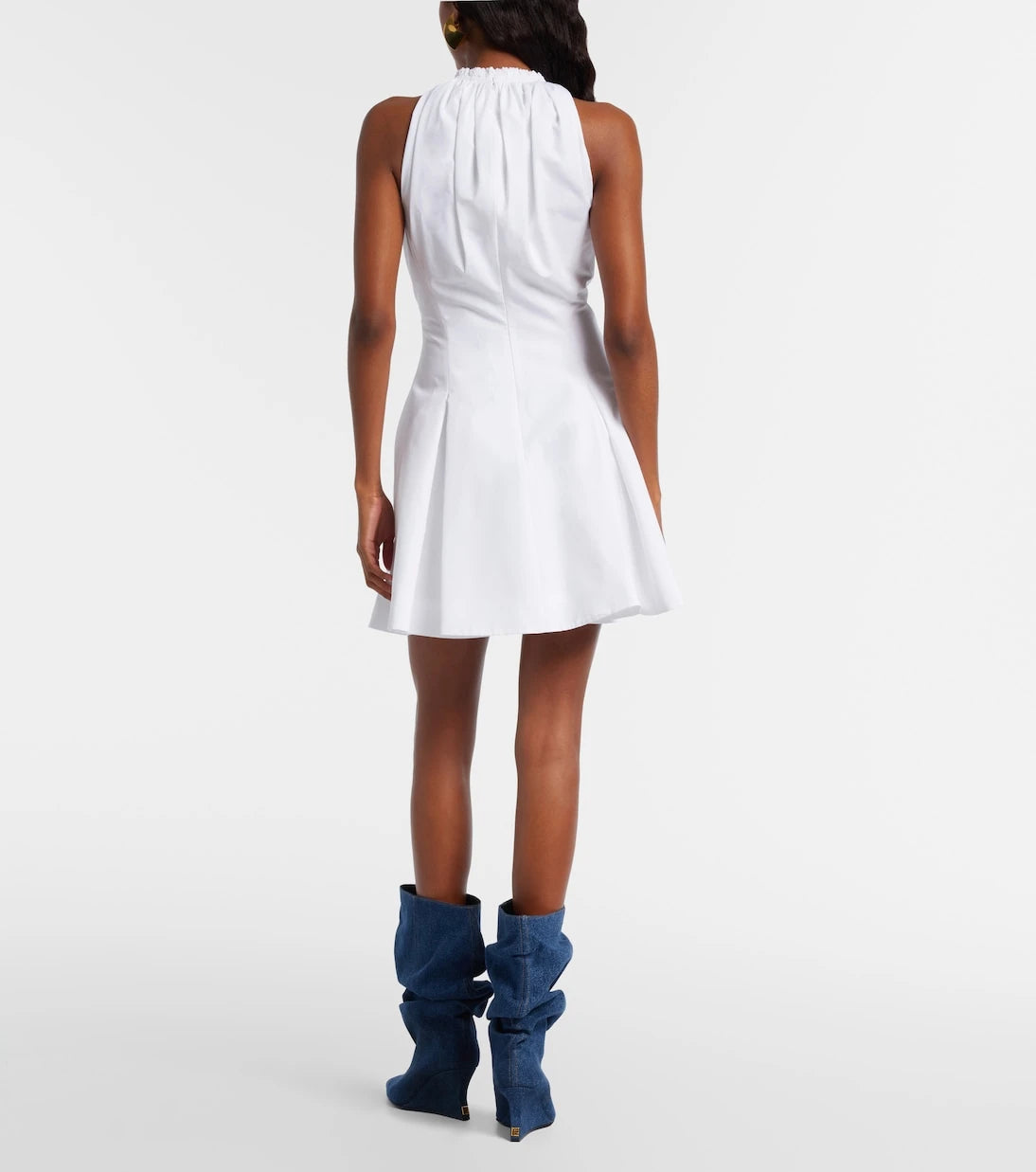 Balmain - Ruched cotton poplin minidress