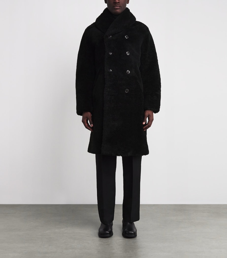 Polo Ralph Lauren Black Shearling Cabot Overcoat