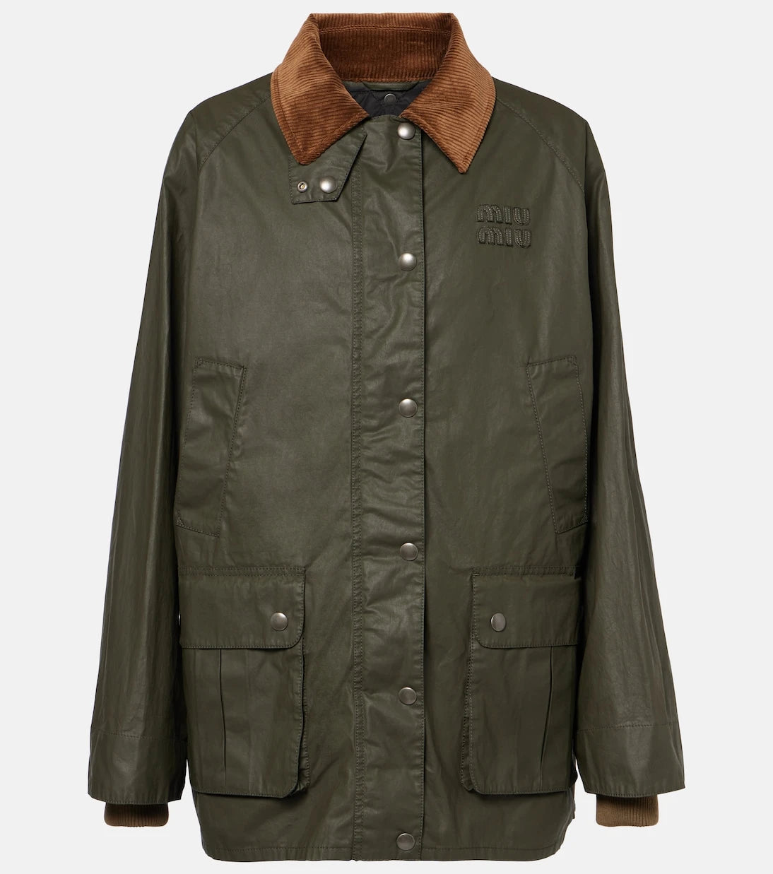 Miu Miu - Corduroy-trimmed poplin jacket