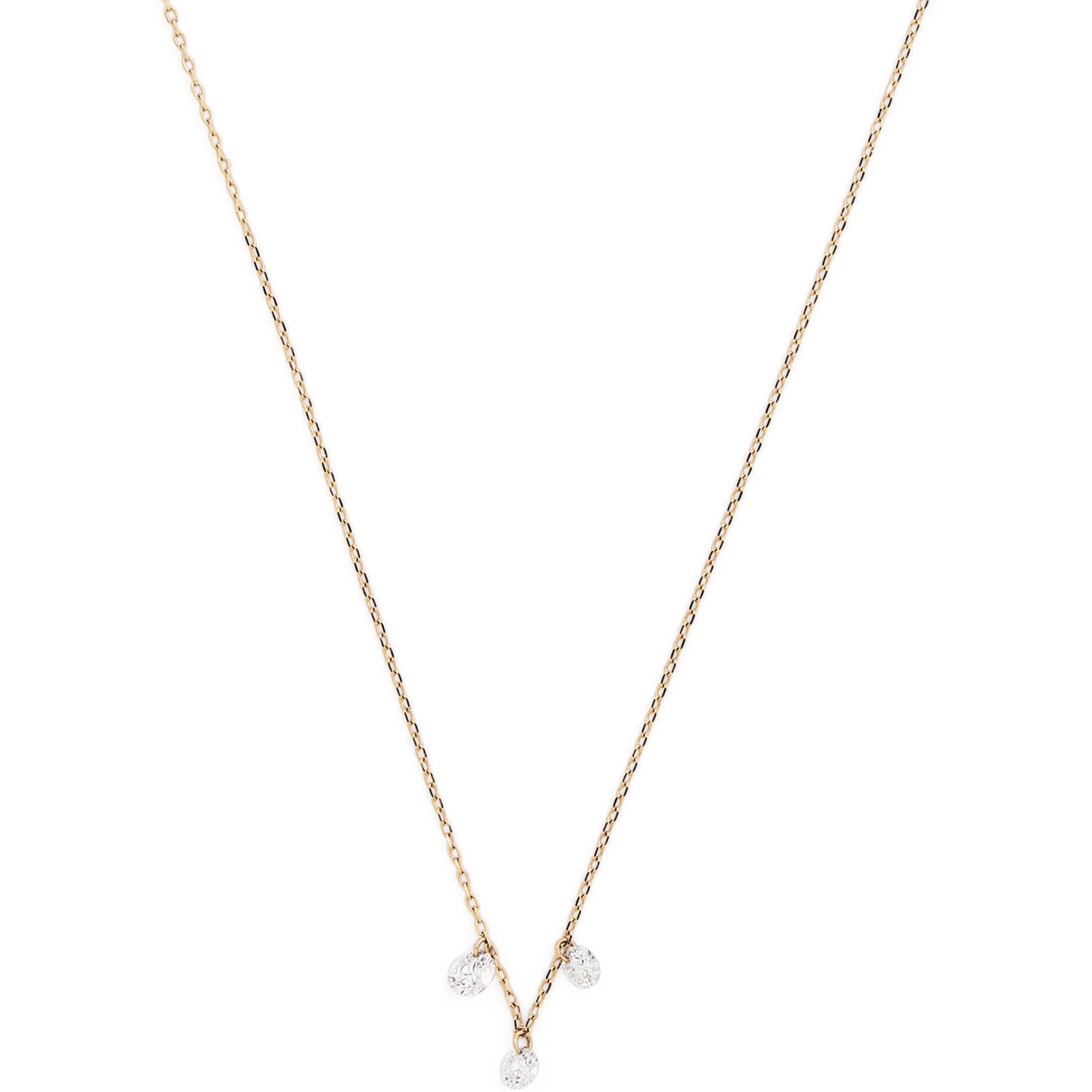 Persée Yellow Gold and Diamond 3-Stone Danaé Necklace