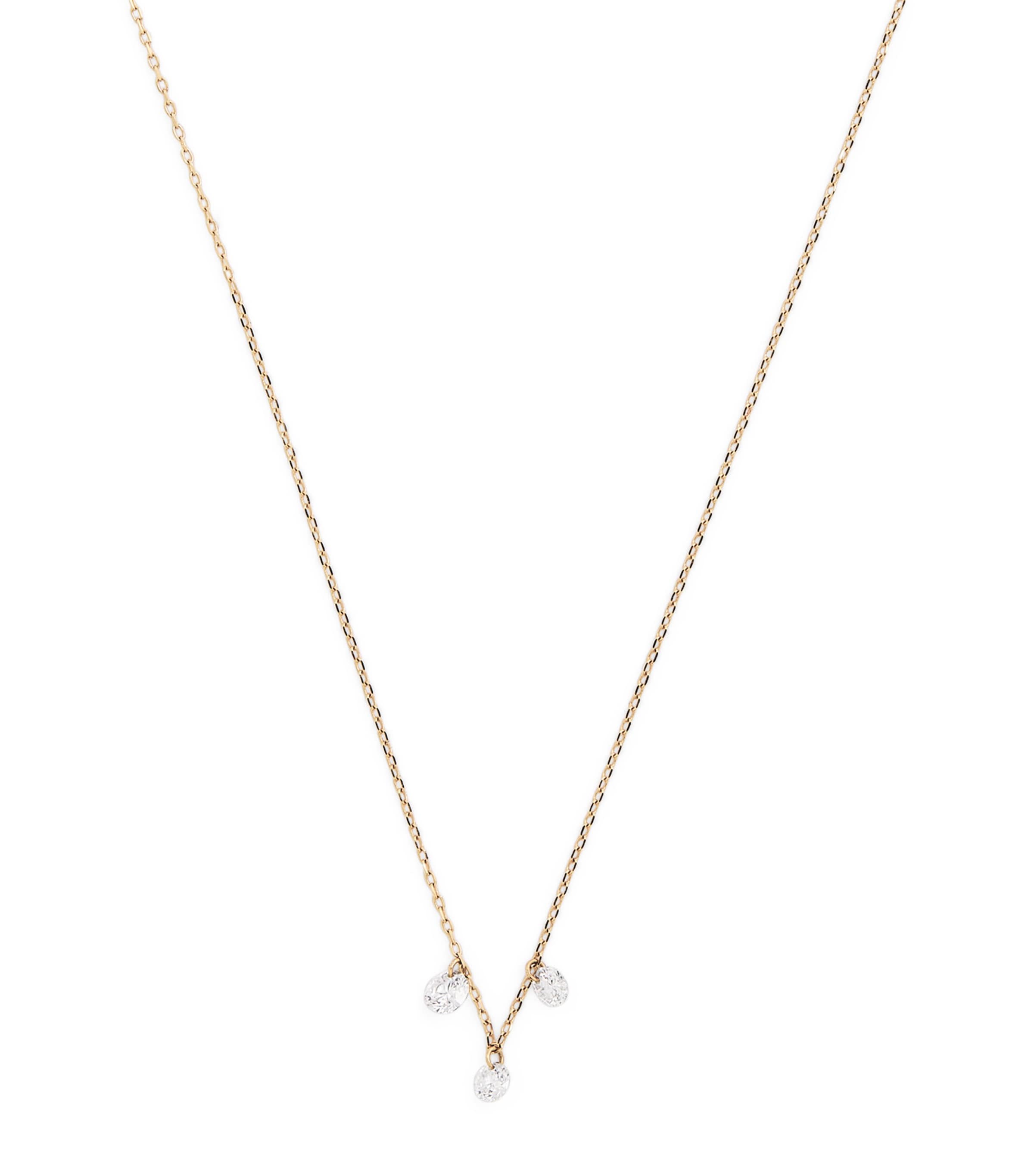 Persée Yellow Gold and Diamond 3-Stone Danaé Necklace