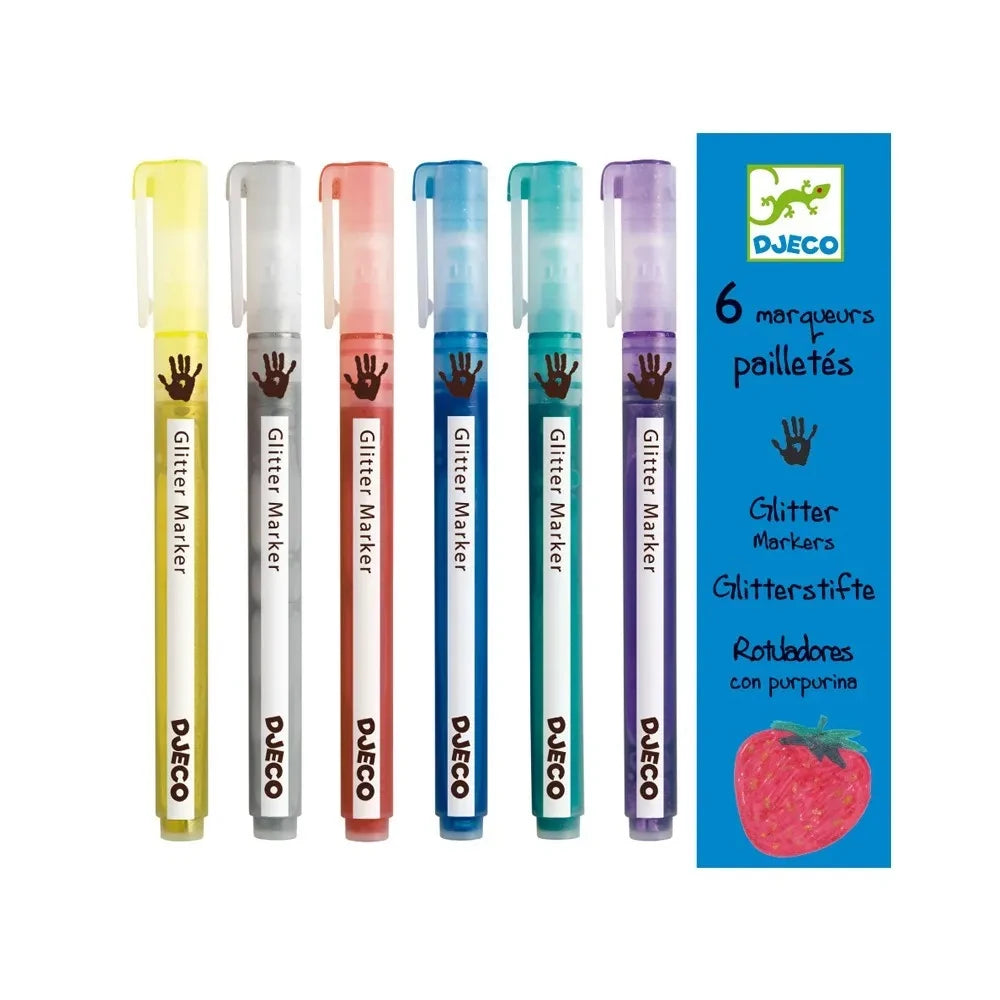 Djeco - 6 glitter markers