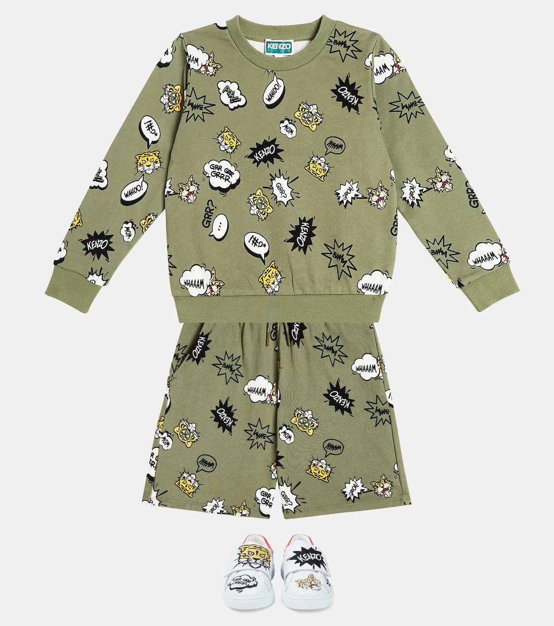 Kenzo Kids - Printed cotton-blend jersey shorts