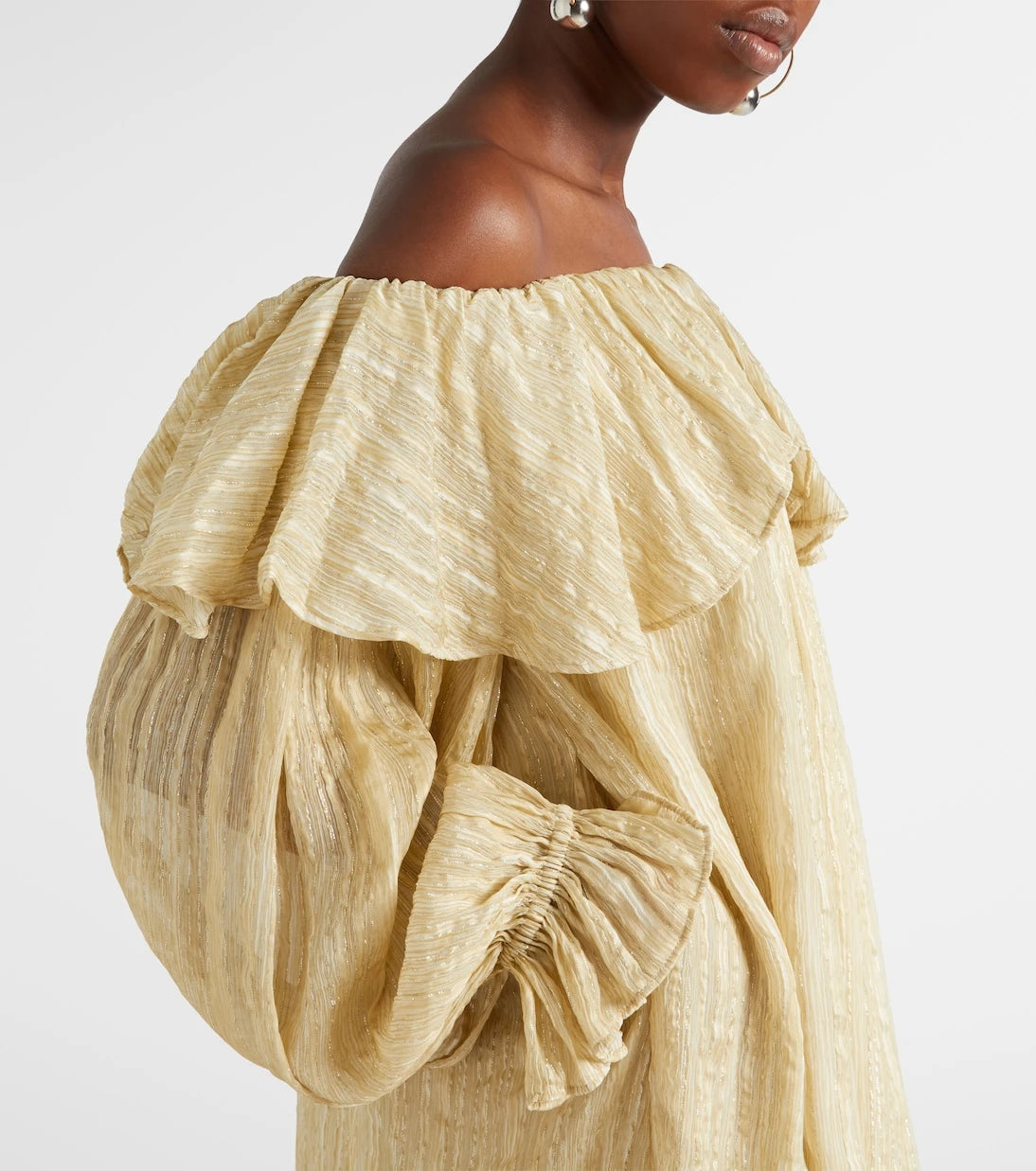 Xu Zhi - Ruffled striped silk-blend top