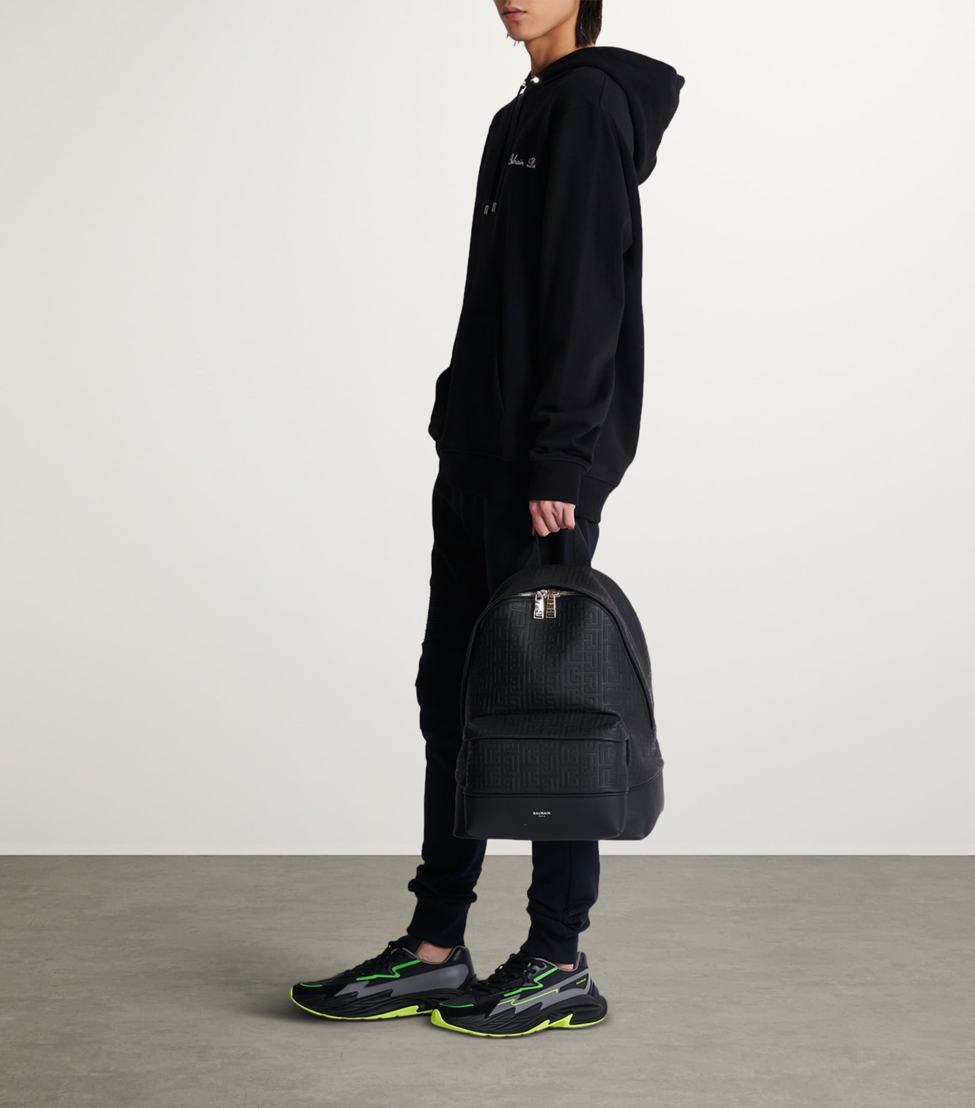 Balmain Leather PB Monogram Backpack