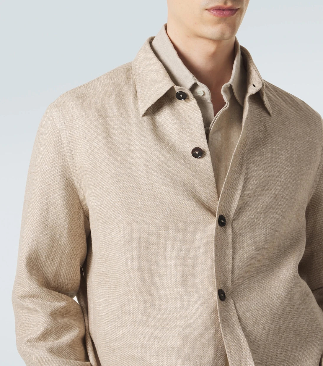 Zegna - قميص علوي من الكشمير والكتان والحرير