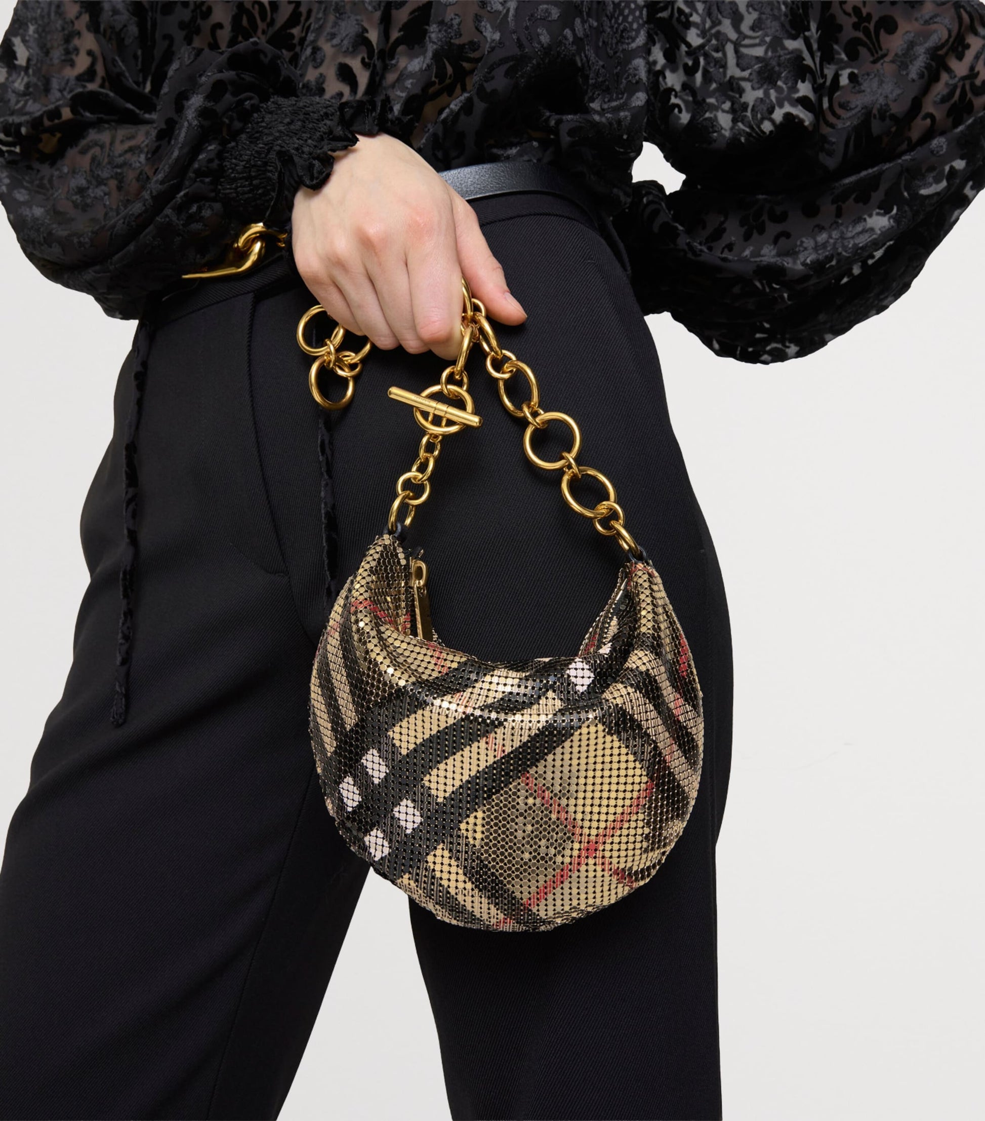 Check Chainmail Shoulder Bag