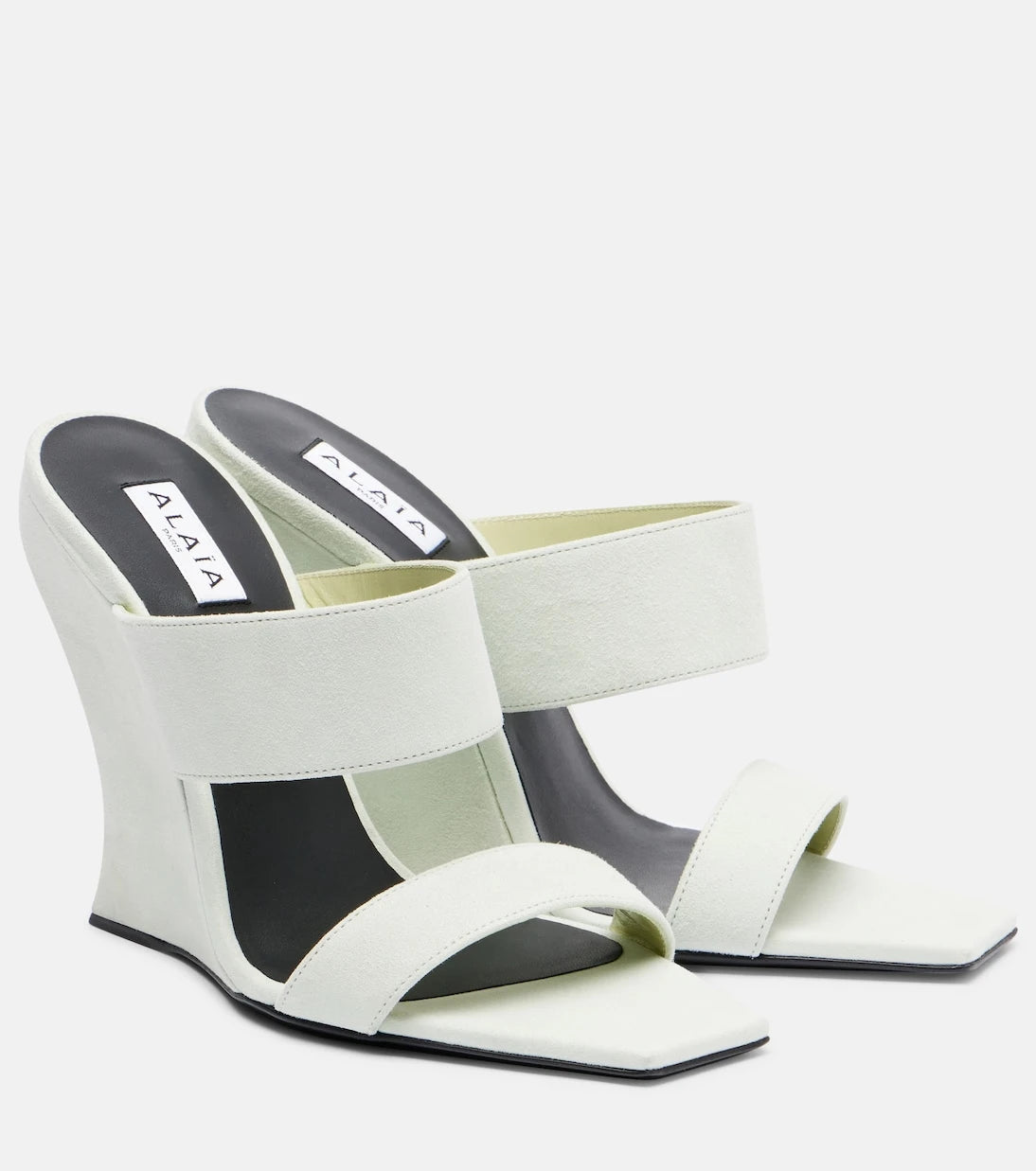 Alaïa - Wave 110 suede wedge mules