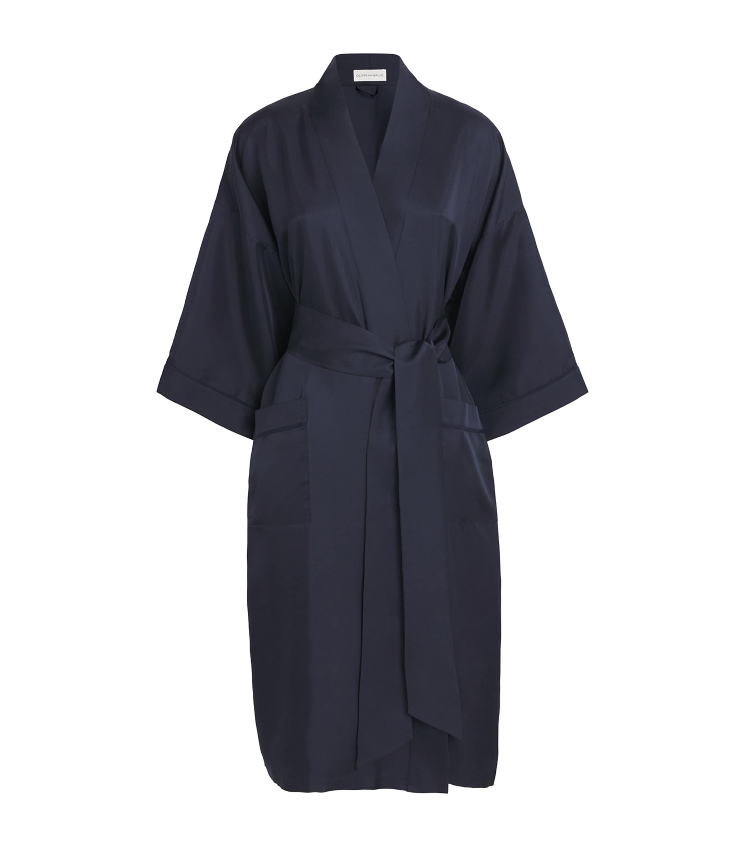 Navy Silk Sabine Long Robe