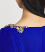 Blue Wool Embellished Gown