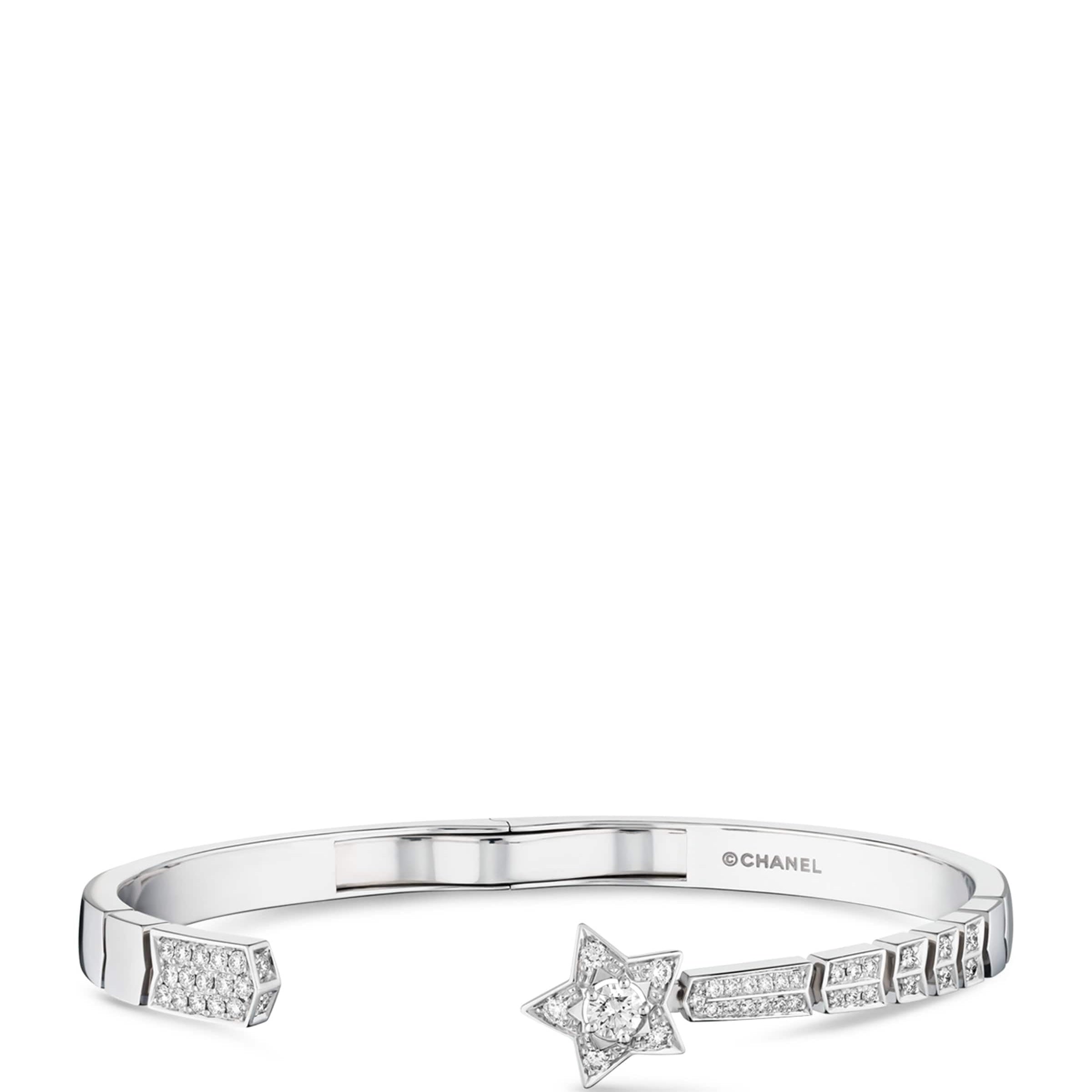 CHANEL White Gold and Diamond Comète Chevron Bracelet