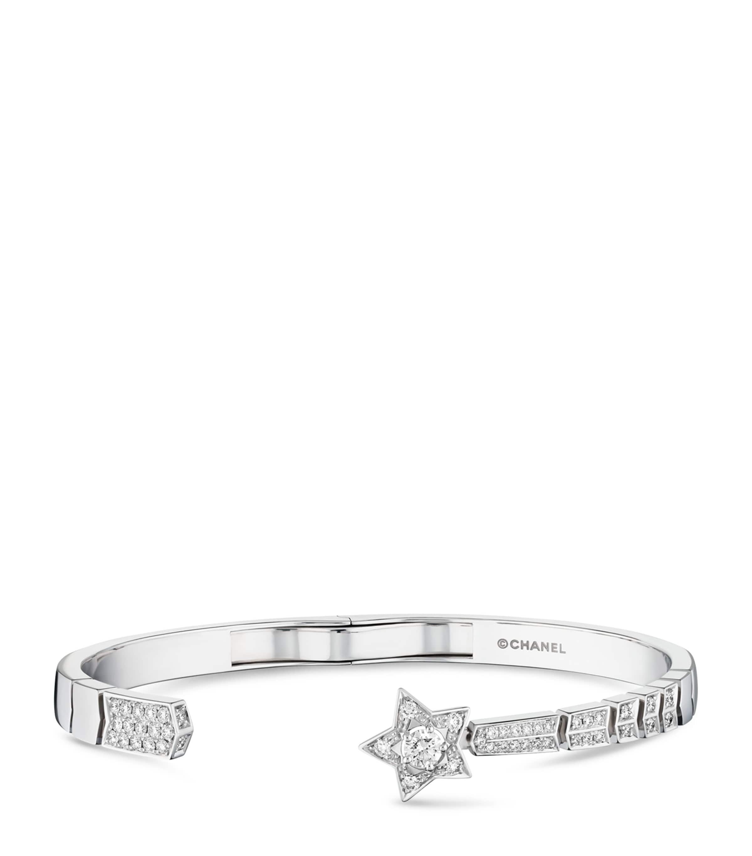 CHANEL White Gold and Diamond Comète Chevron Bracelet