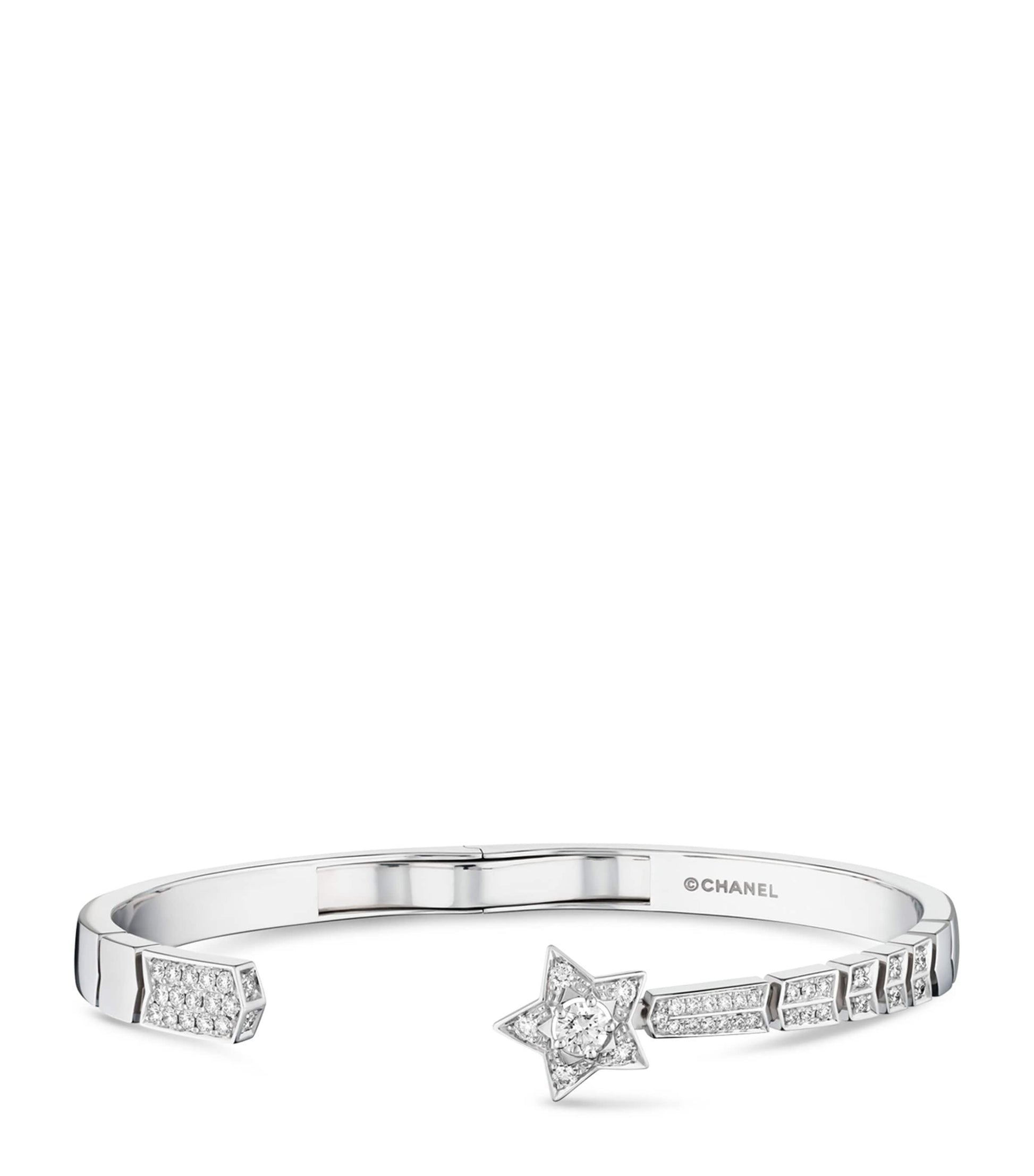 CHANEL White Gold and Diamond Comète Chevron Bracelet