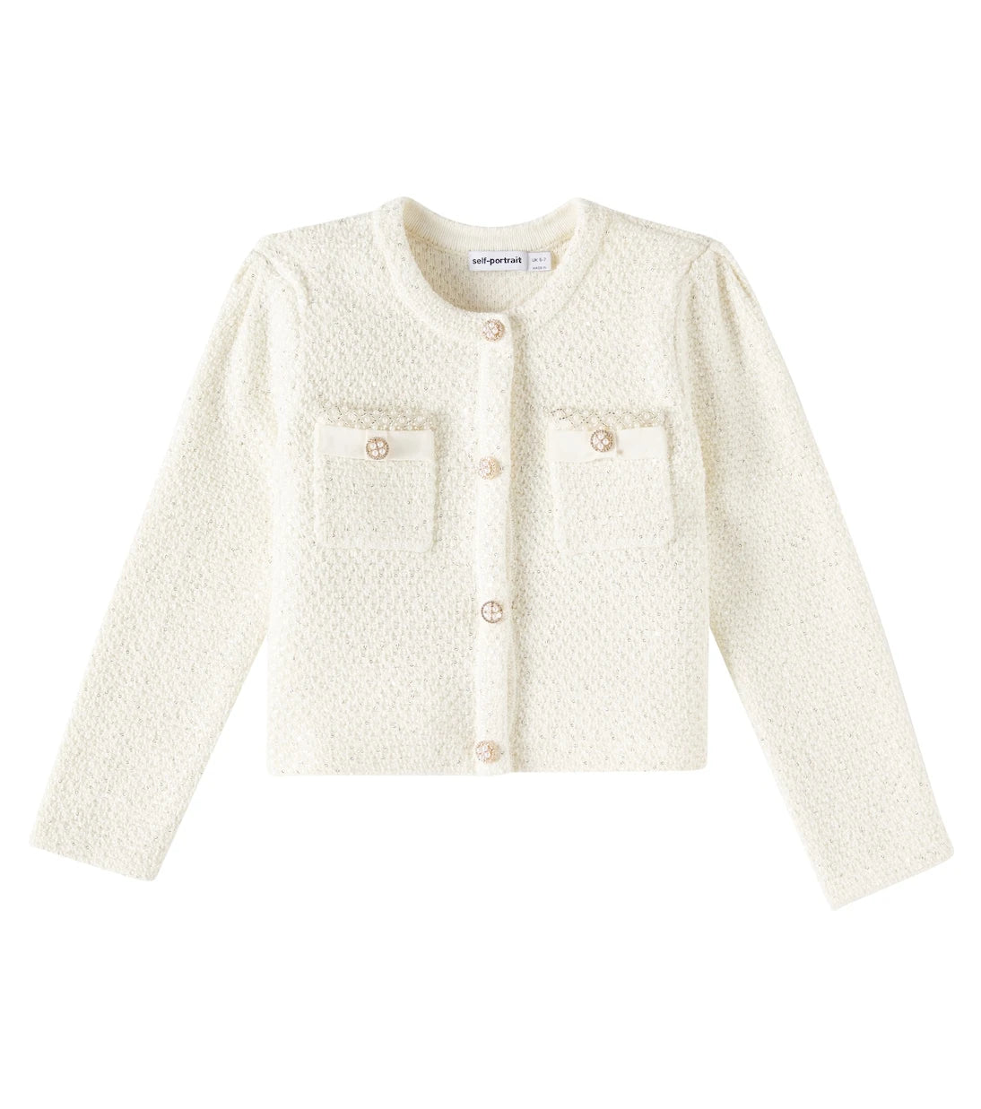 Self-Portrait Kids - Sequined cotton-blend cardigan