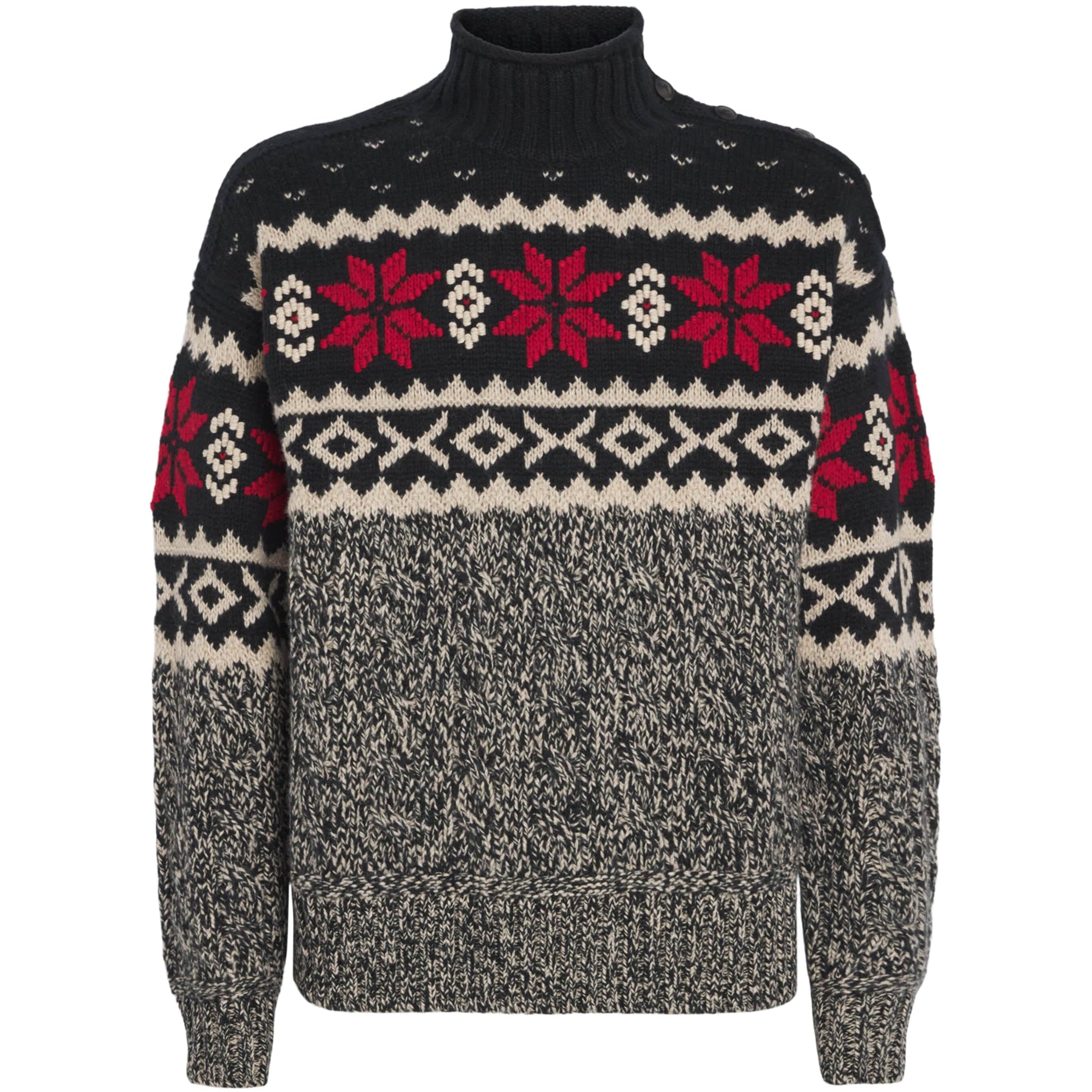 Polo Ralph Lauren Grey Wool Snowflake Rollneck Sweater