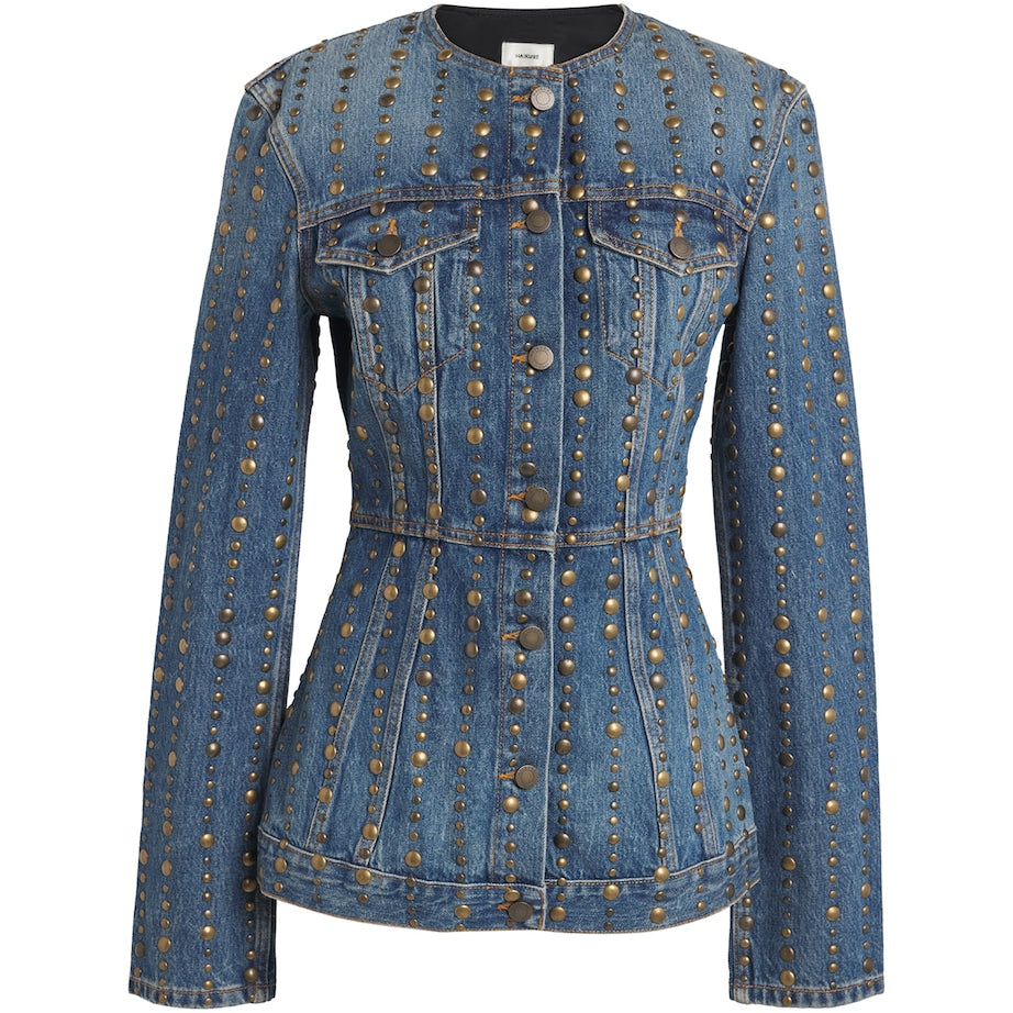 Haikure Blue Studded Temple Denim Jacket