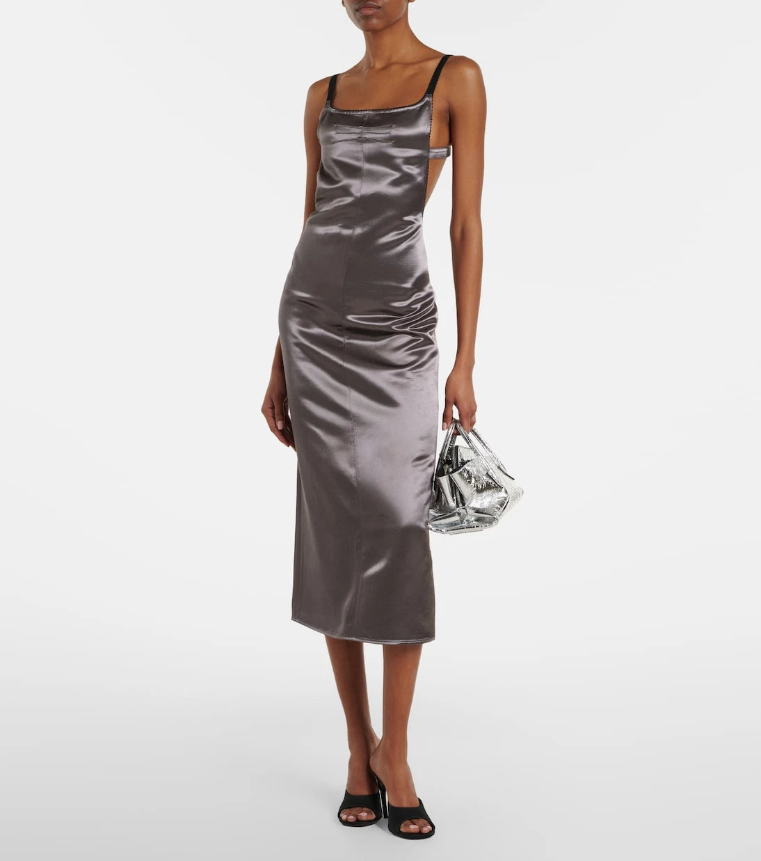 The Attico - Open-back satin midi dress
