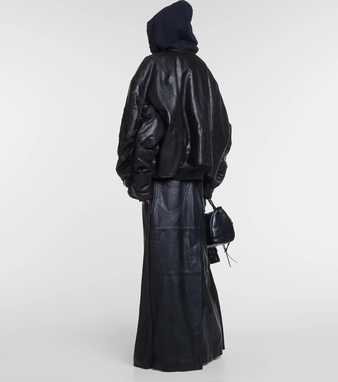 Balenciaga - Oversized leather bomber jacket