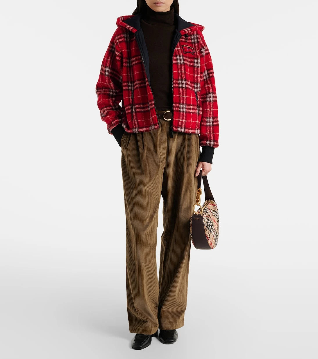 Burberry - جاكيت صوف بغطاء رأس بنقشة مربعات بربري