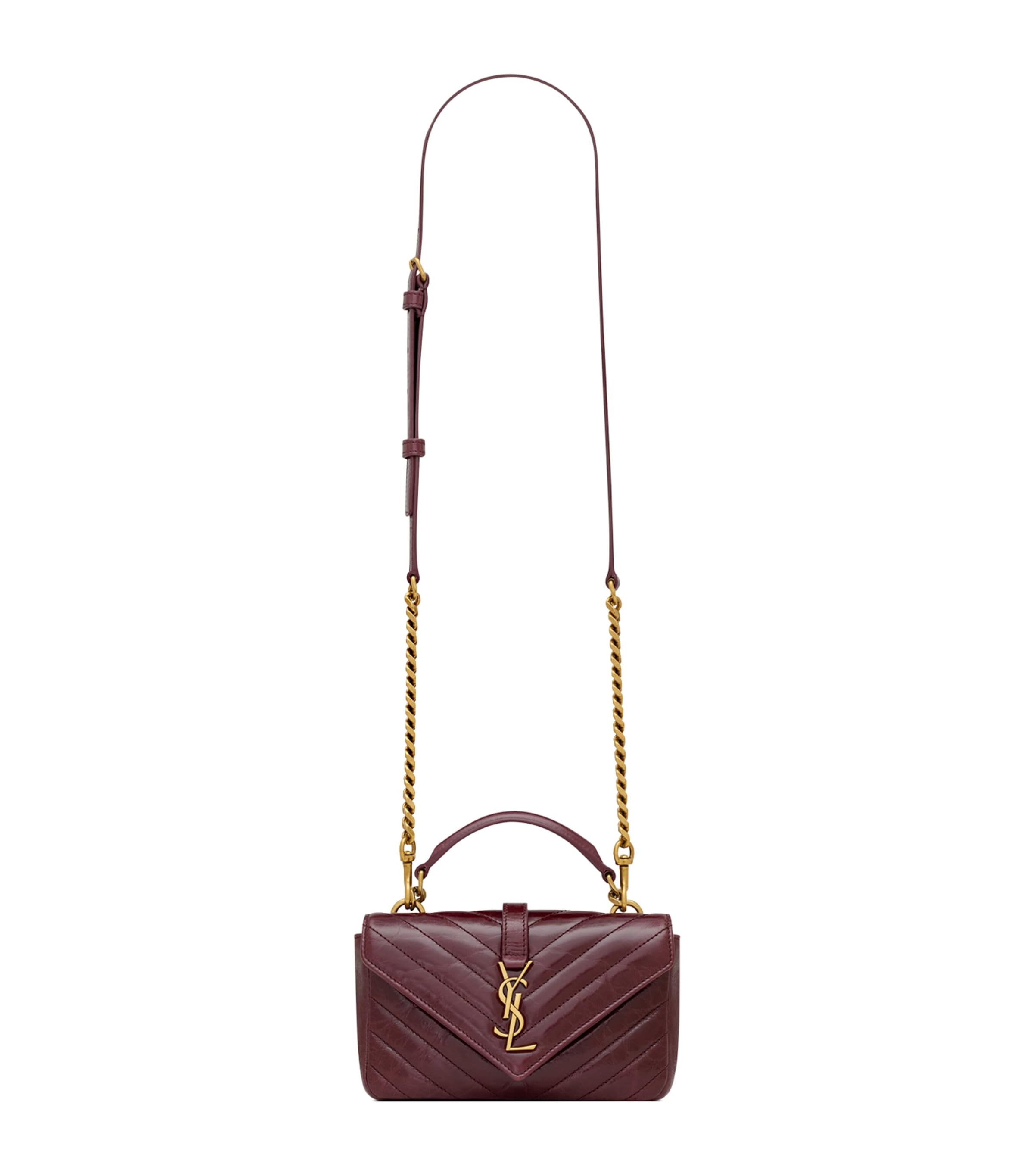 Saint Laurent Burgundy Leather College Top-Handle Bag