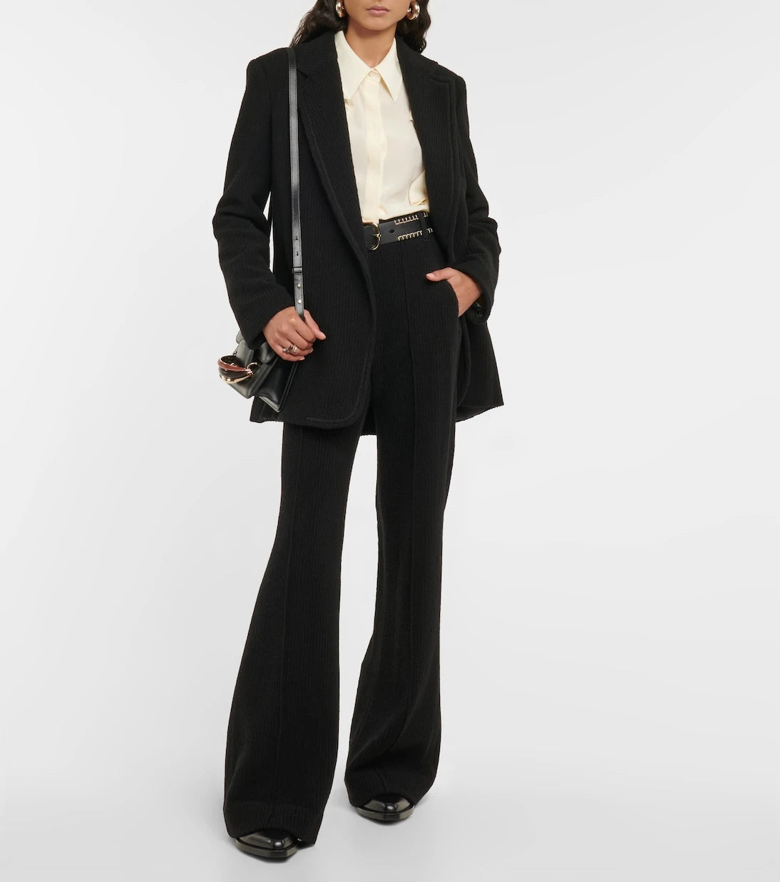 Chloé - High-rise flared virgin wool pants