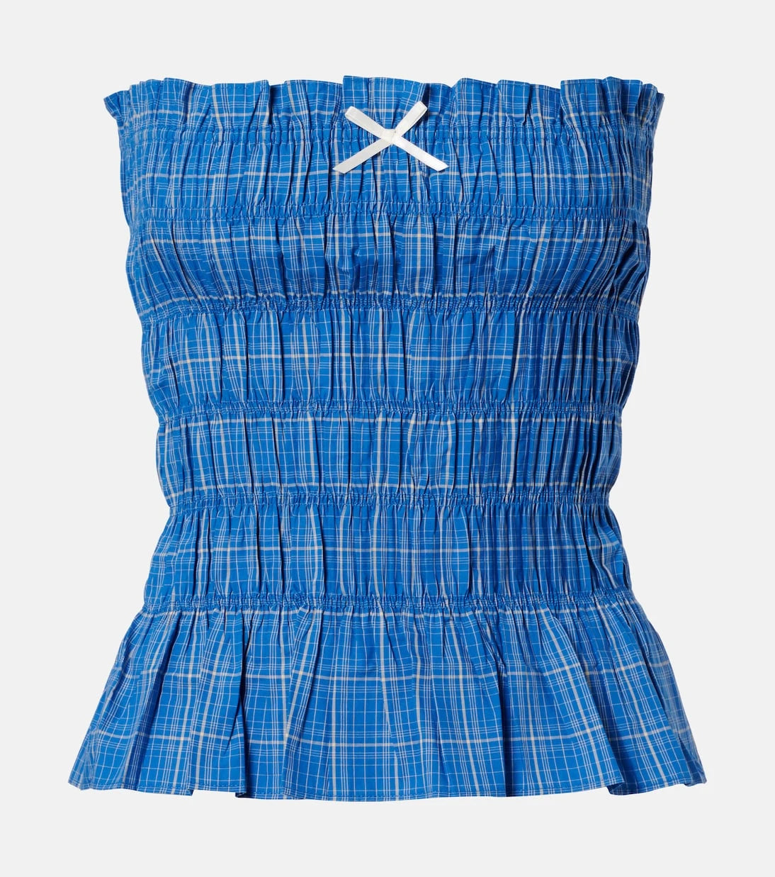 Faithfull - Leya gathered plaid cotton top