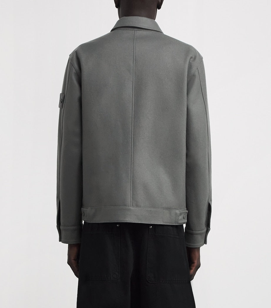 Stone Island Grey Wool-Blend Jacket