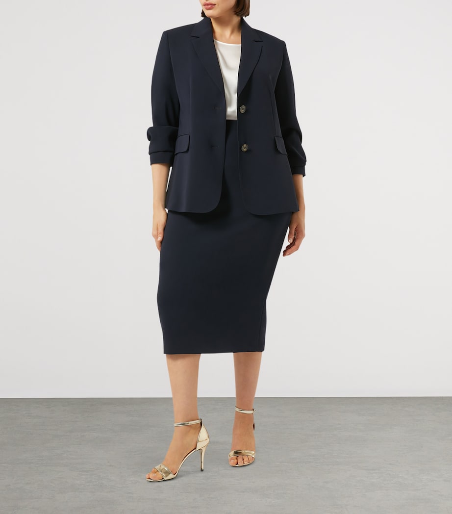 Blue Cady Colonna Midi Pencil Skirt
