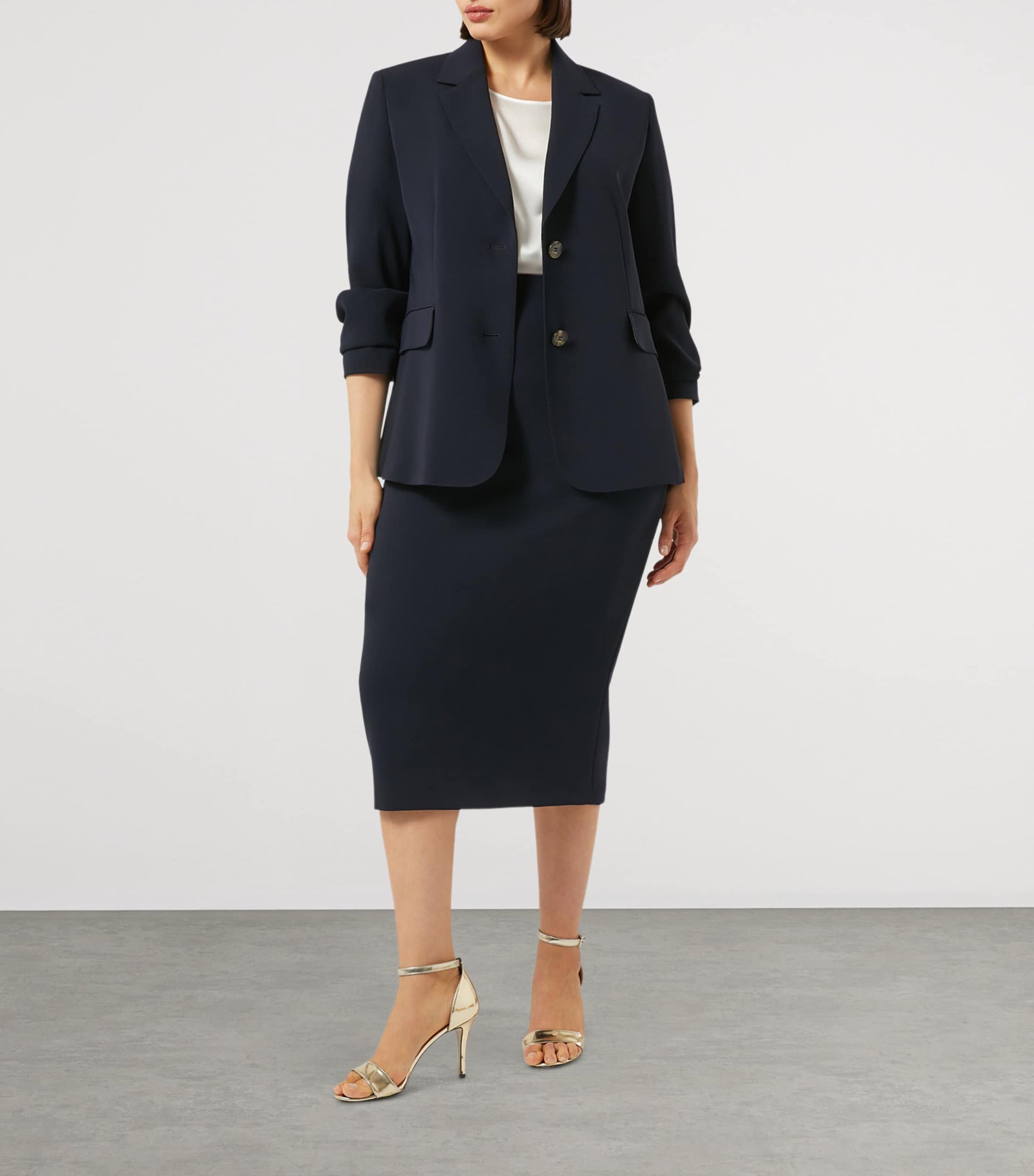Blue Cady Colonna Midi Pencil Skirt