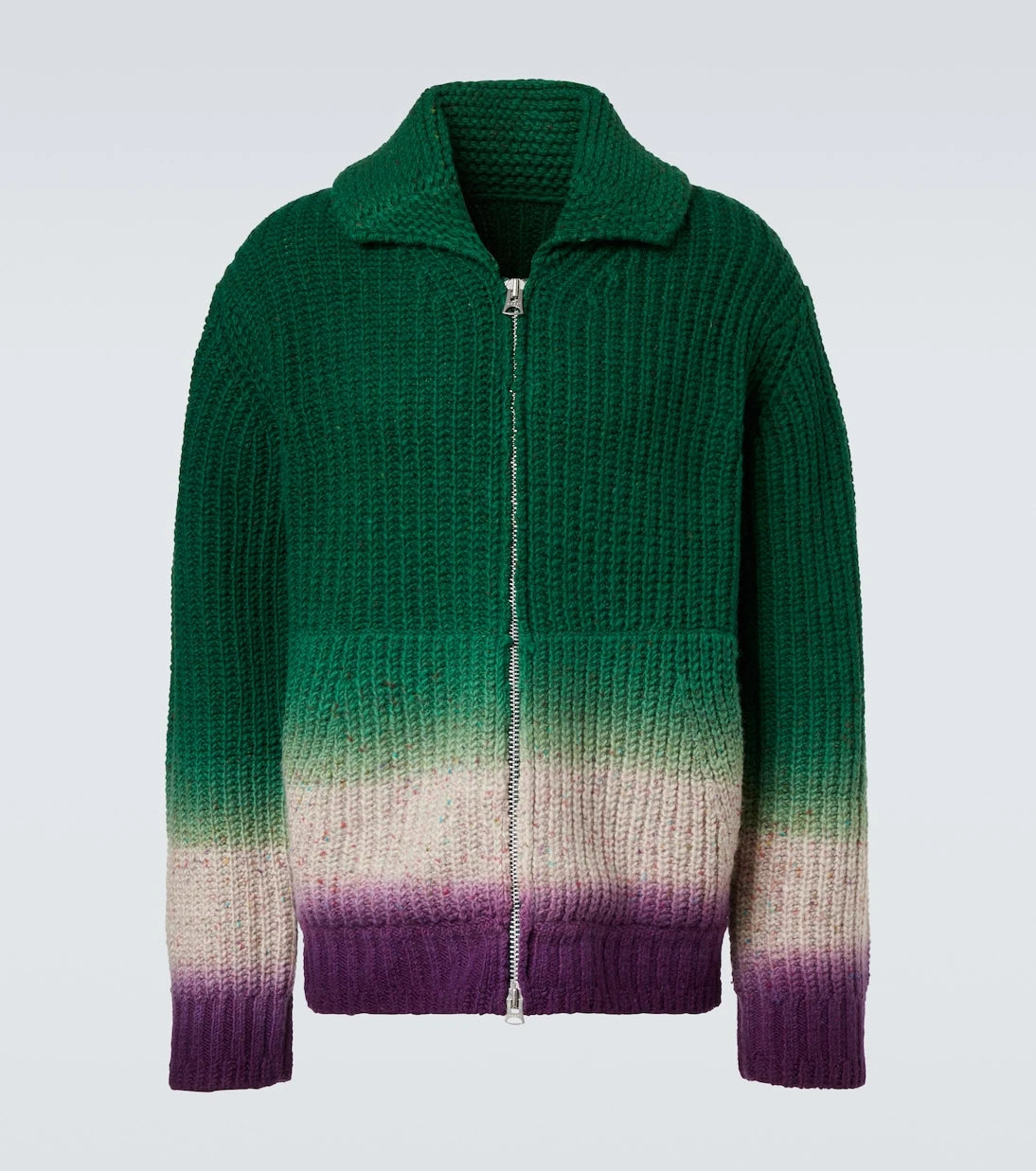 Sacai - سترة صوفية محبوكة مضلعة بسحاب