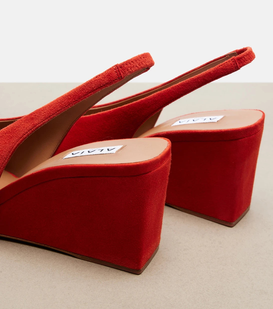 Alaïa - Cube suede slingback wedges