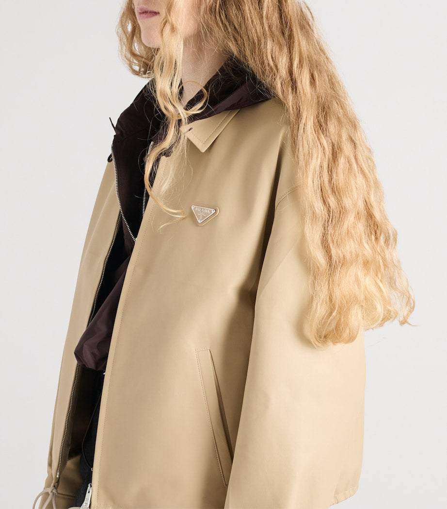 Prada Neutral Zipped Leather Jacket