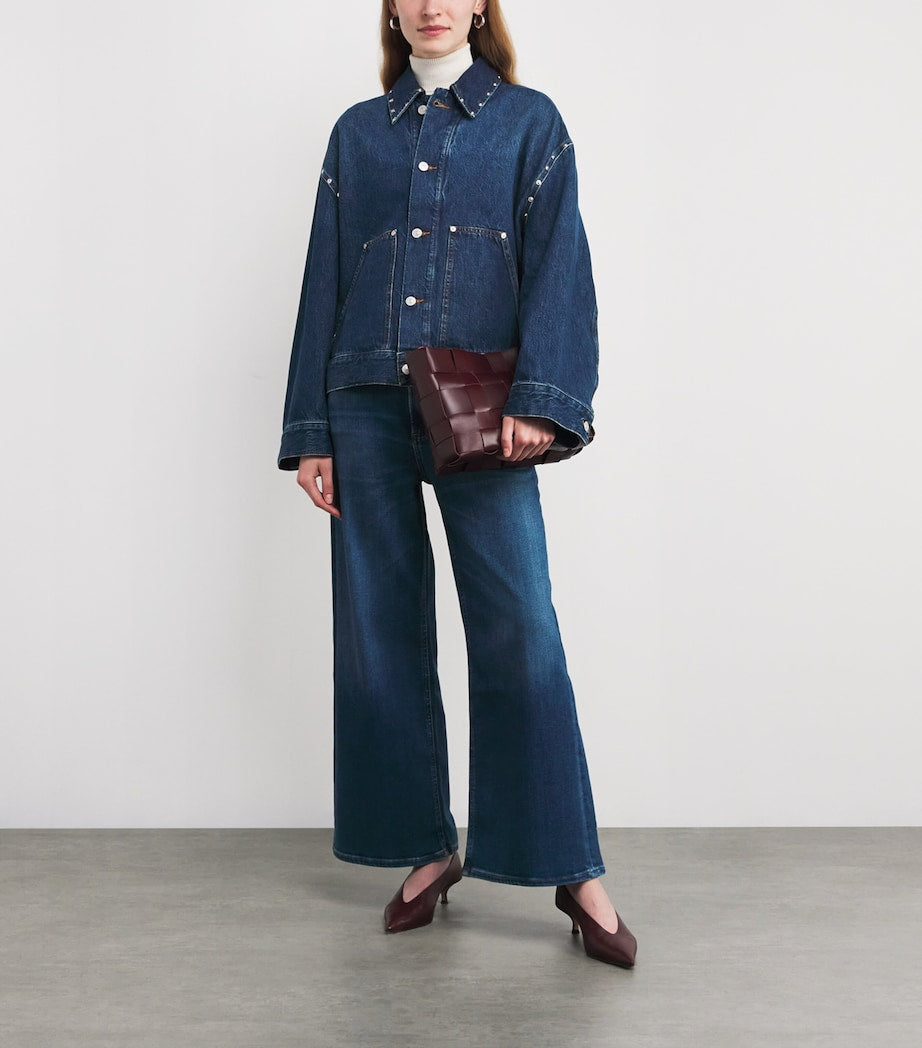 Studded Denim Jacket U71BL LE BLUE