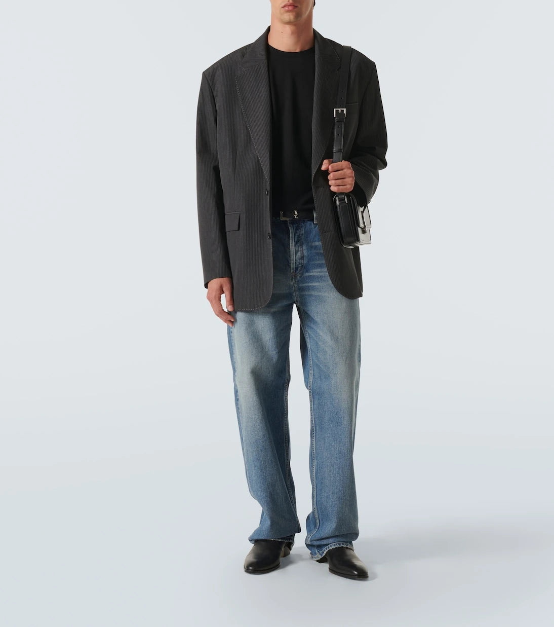 Saint Laurent - Cassandre cotton-blend piqué T-shirt