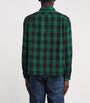 Green Cotton Flannel Check Overshirt