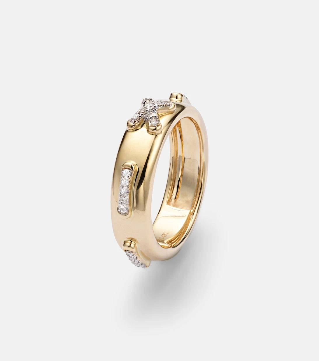 Stone and Strand - Diamond Cross Stitch 14kt gold ring with white diamonds